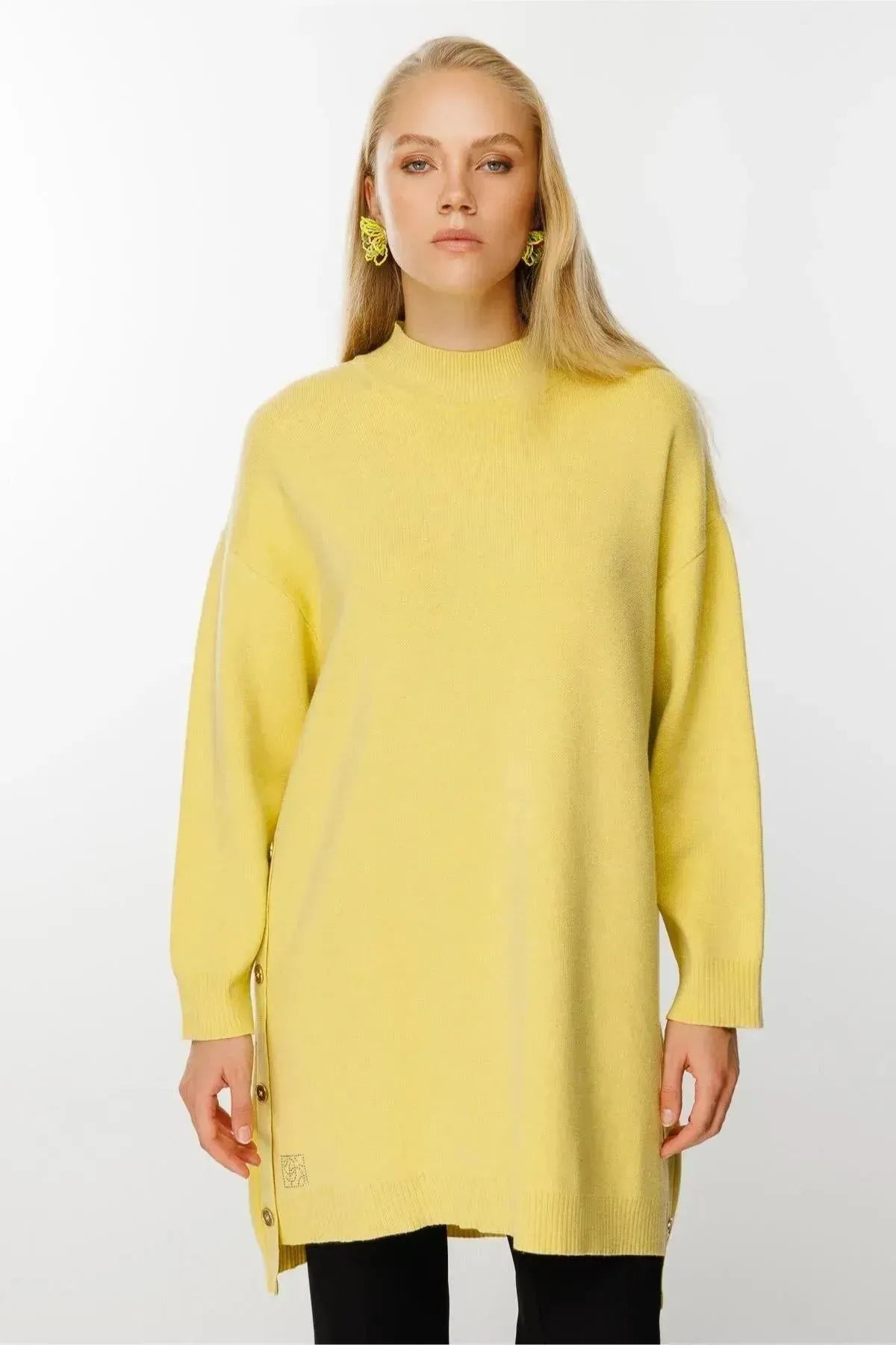 Knitted Tunic with Side Buttons