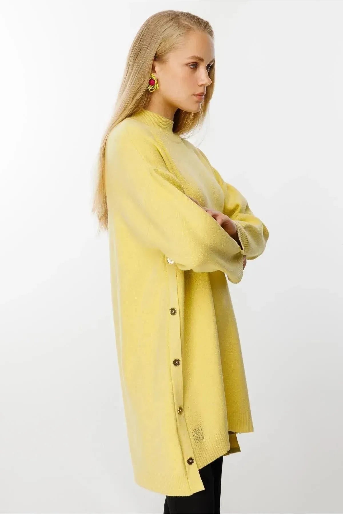 Knitted Tunic with Side Buttons