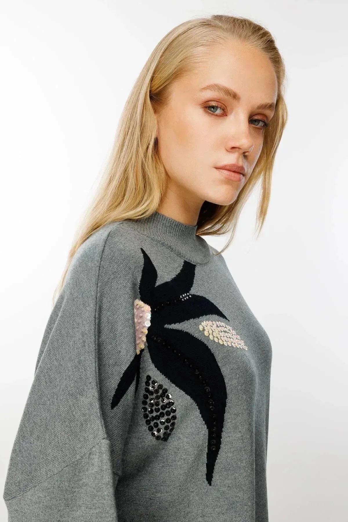 Leaf Patterned Knit Tunic