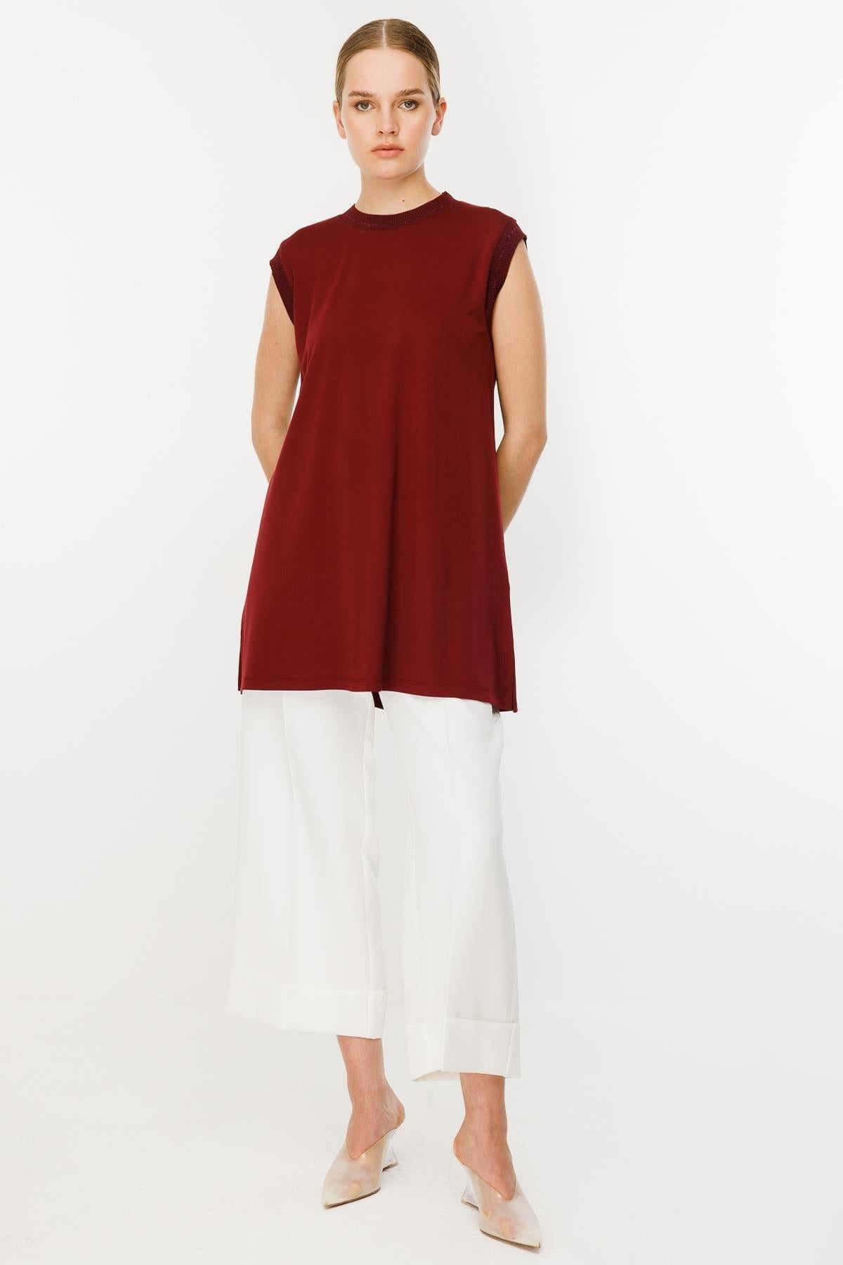 Sıfır Yaka Kolsuz Tunik