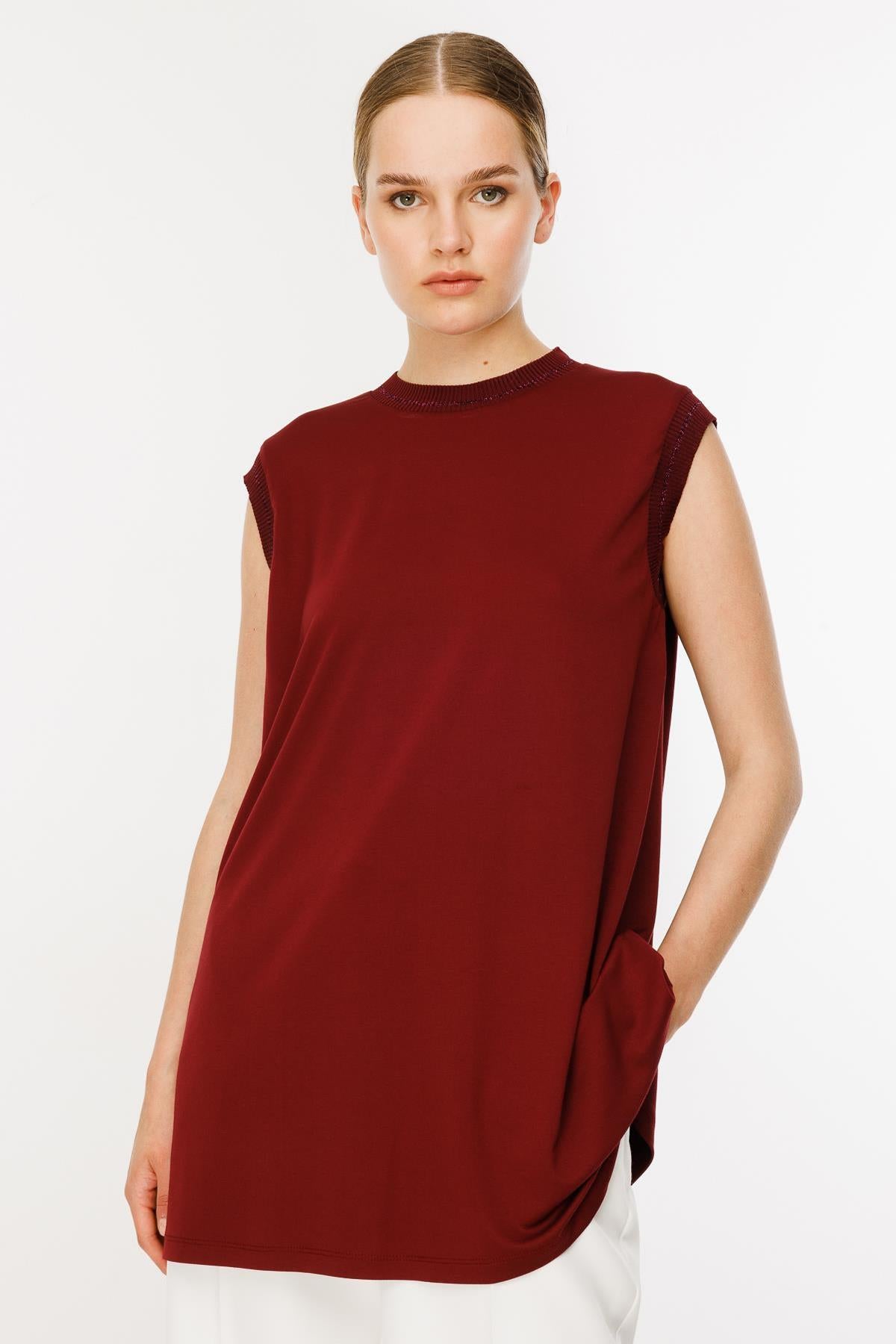 Sıfır Yaka Kolsuz Tunik