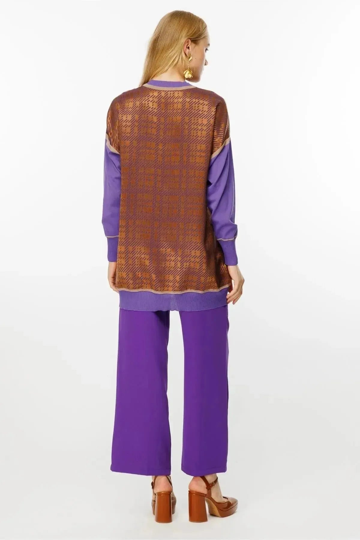 Two-Tone Square Patterned Tunic
