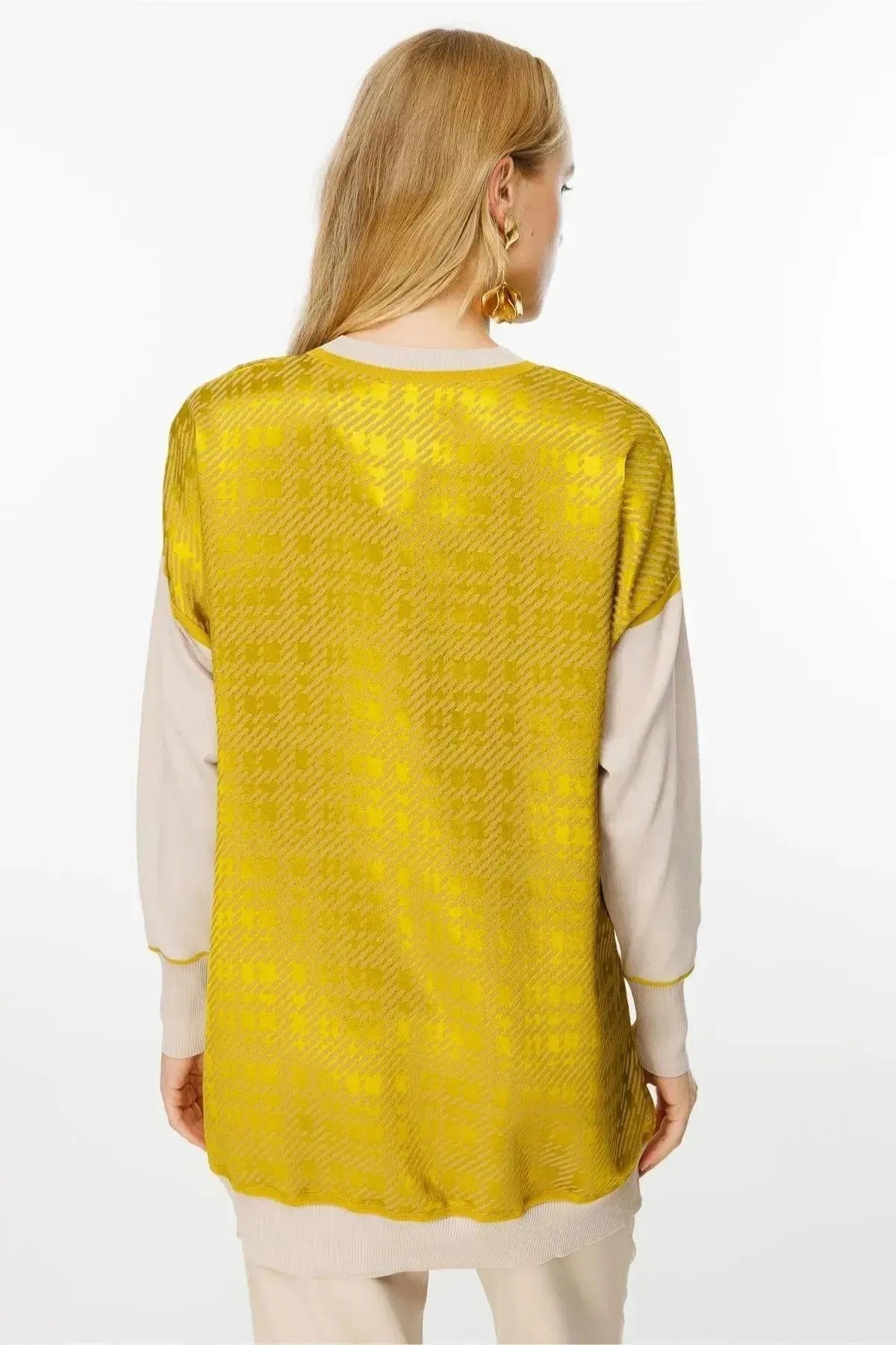 Two-Tone Square Patterned Tunic