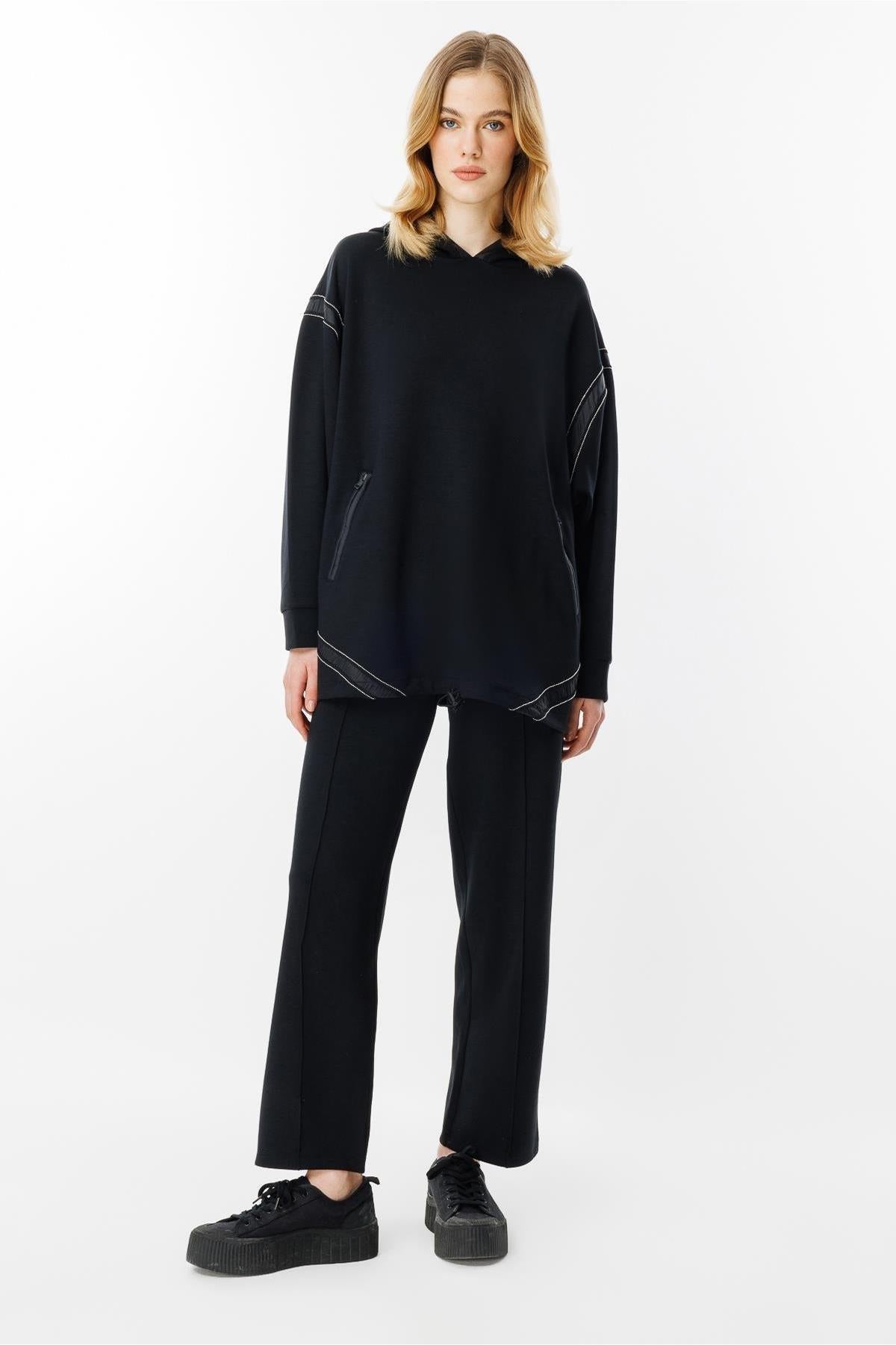 Hooded Chain Detailed Tunic Trouser Set