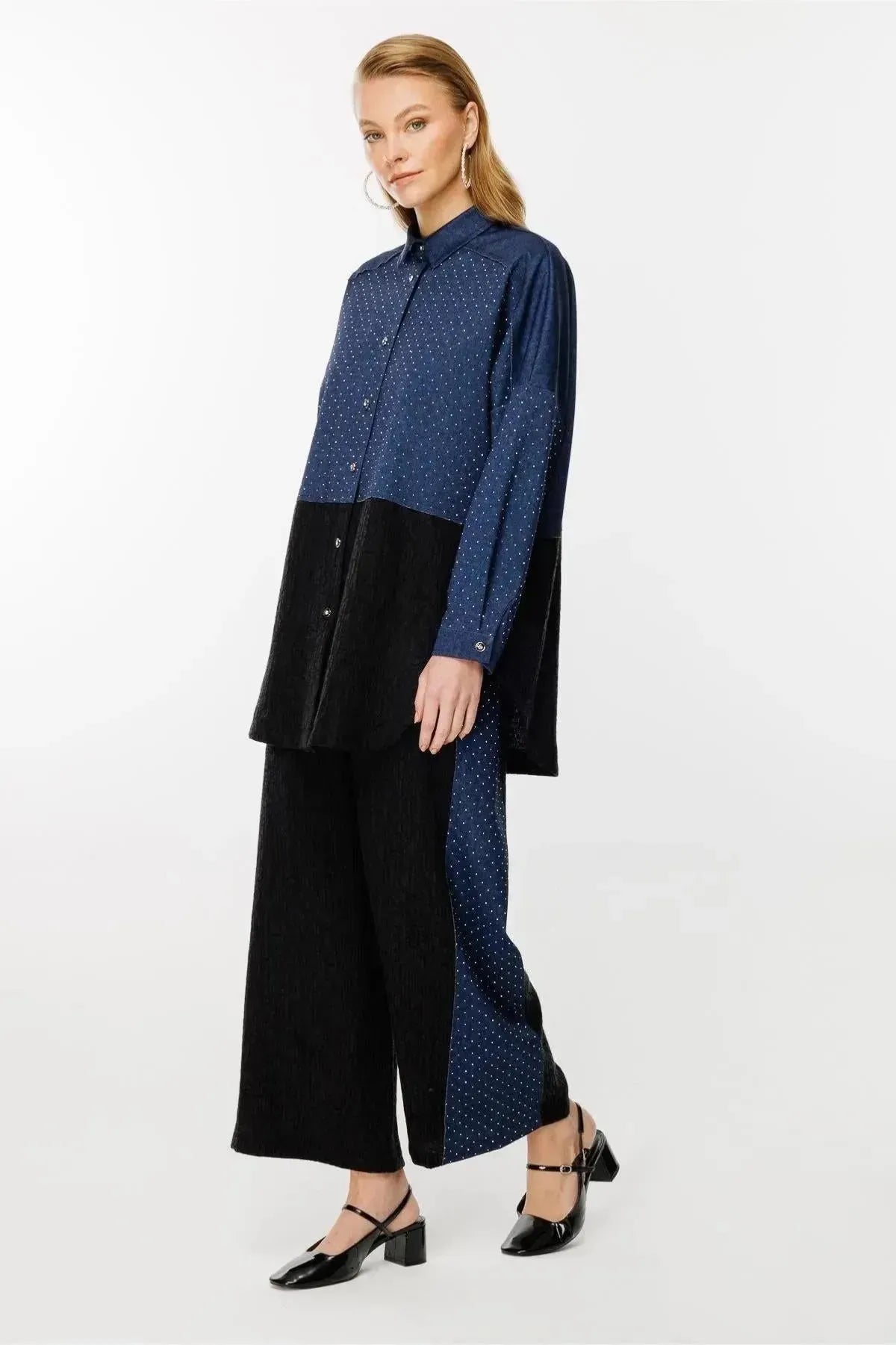 Stone Embroidered Trouser Tunic Set