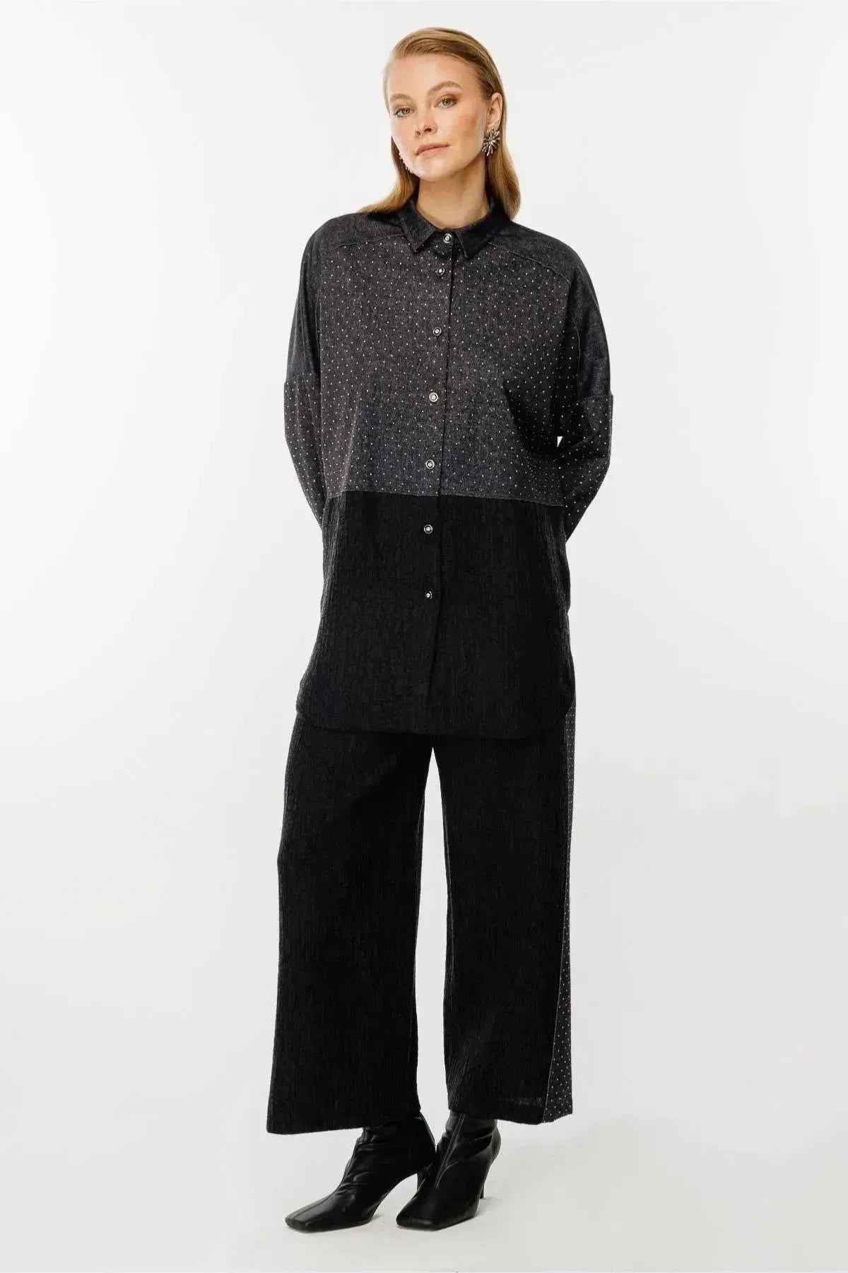 Stone Embroidered Trouser Tunic Set