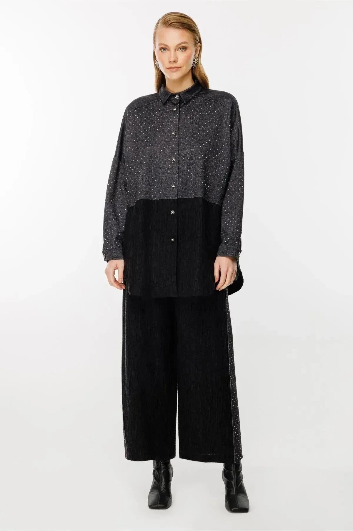 Stone Embroidered Trouser Tunic Set