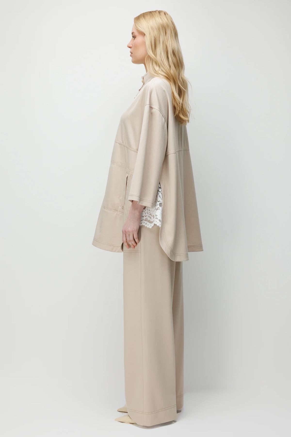 Yan Dantel Detaylı Tunik Pantolon Takım