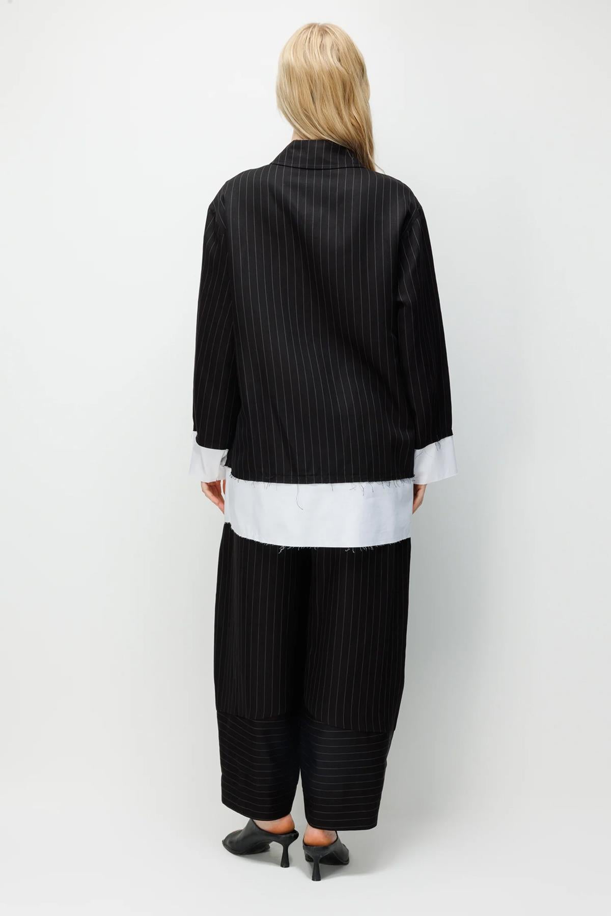 Çizgili Oversize Gömlek Pantolon Takım