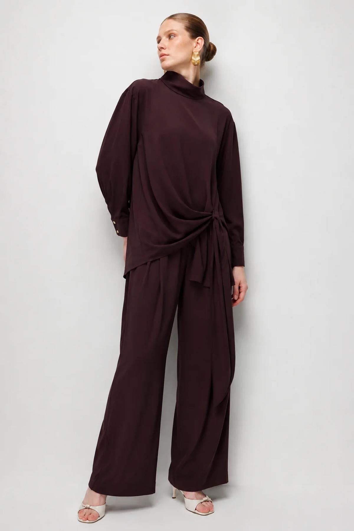 Drape Detaylı Tunik Ve Pantolon Takım