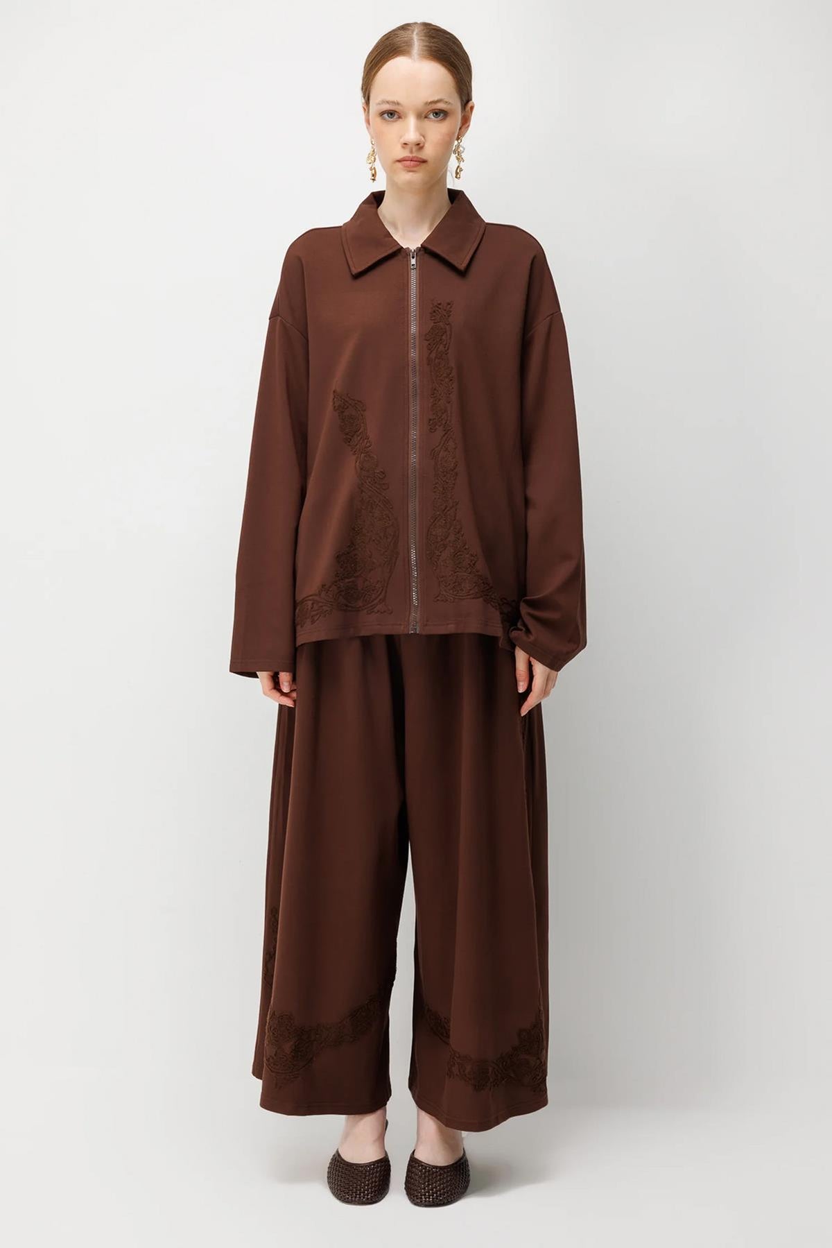 Floral Nakış Detaylı Oversize Takım