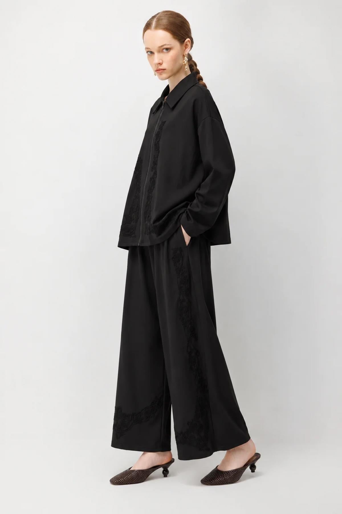 Floral Nakış Detaylı Oversize Takım