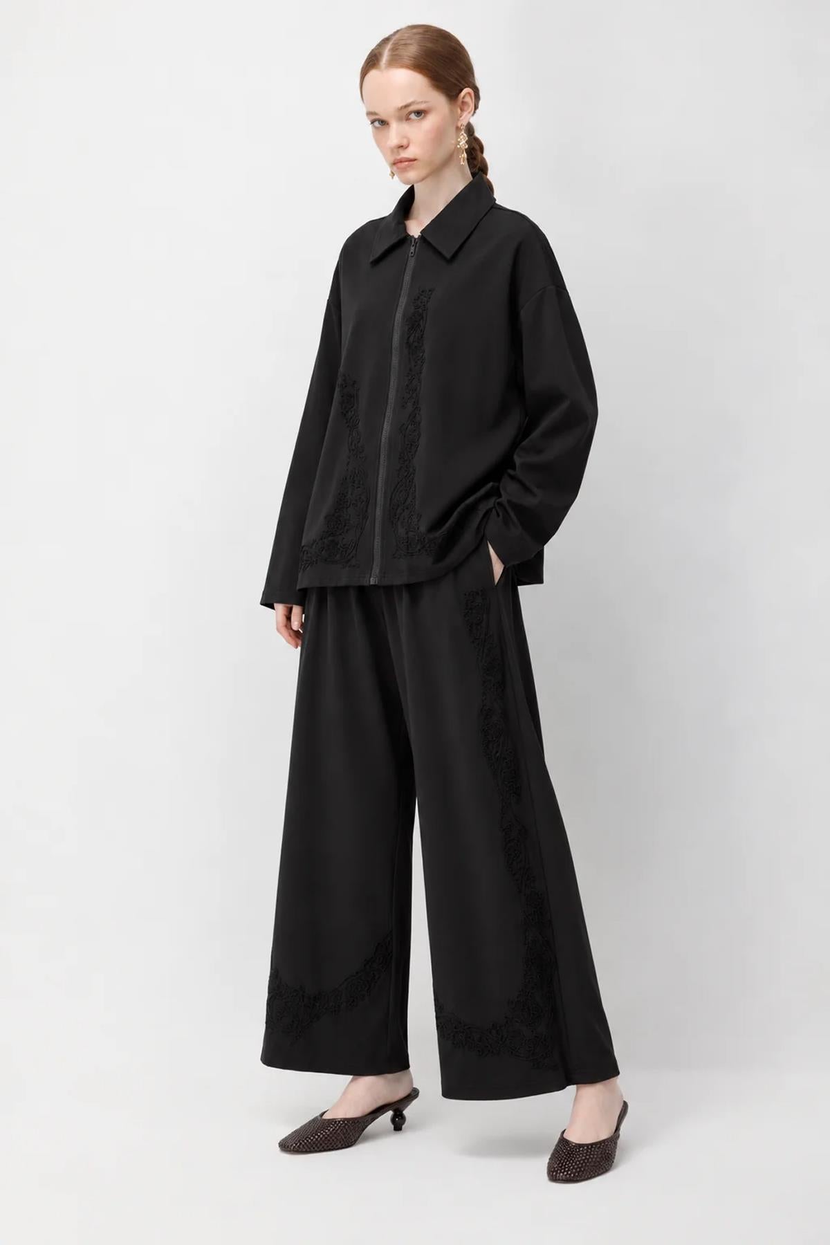 Floral Nakış Detaylı Oversize Takım