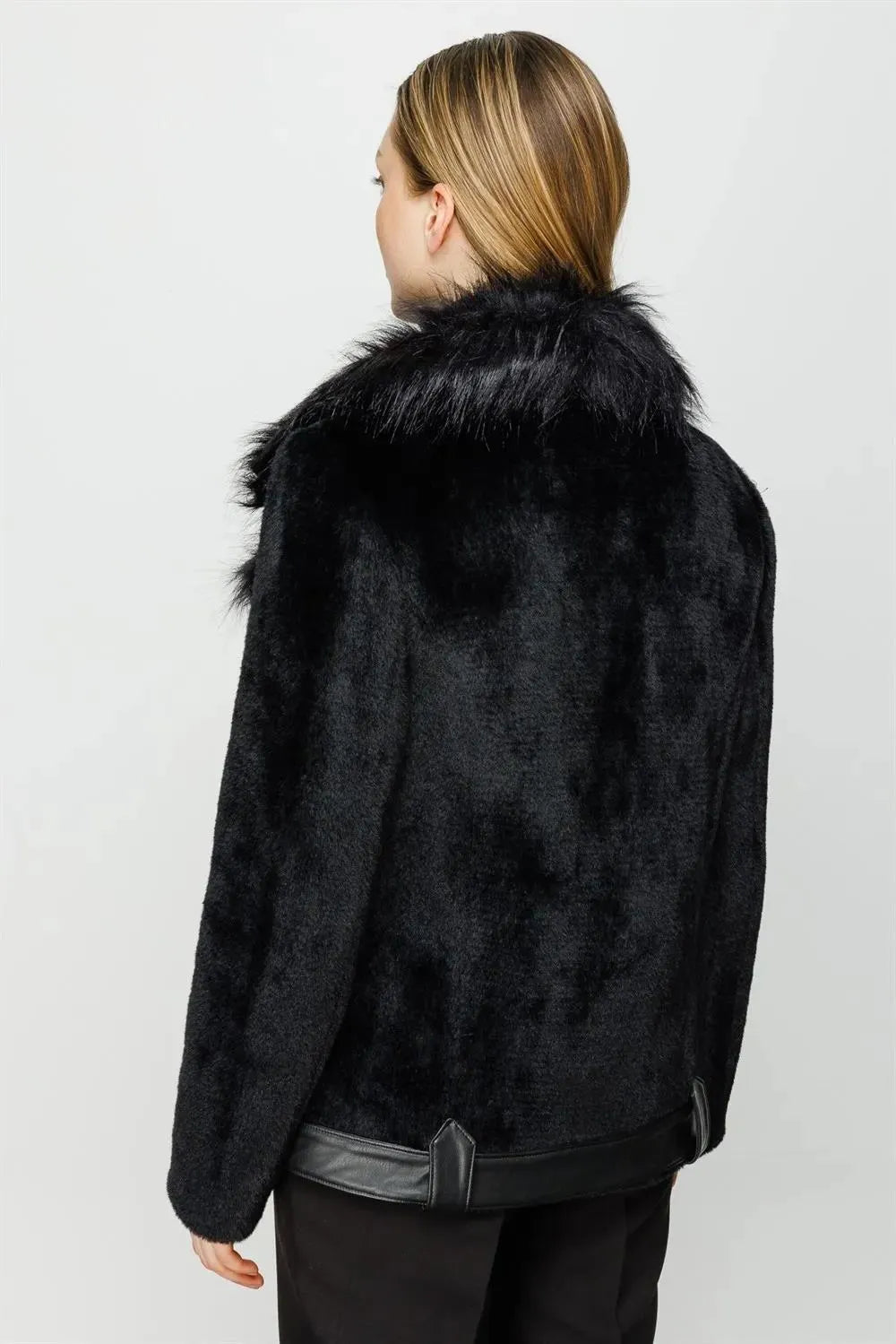 Furry Zippered Plush Short Coat