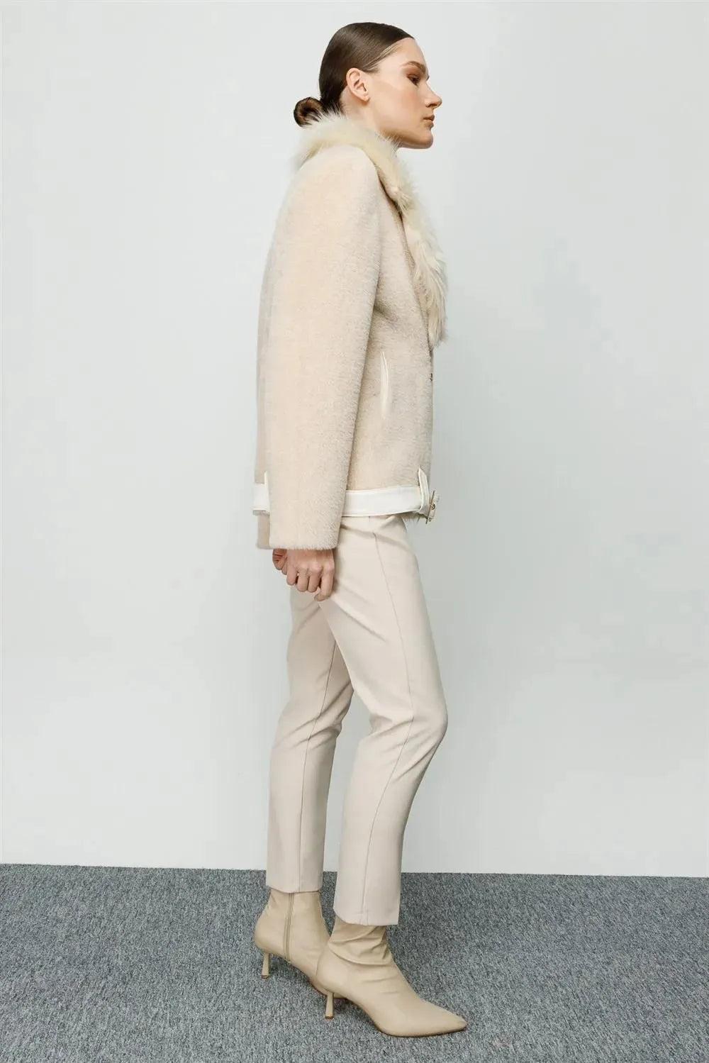 Furry Zippered Plush Short Coat