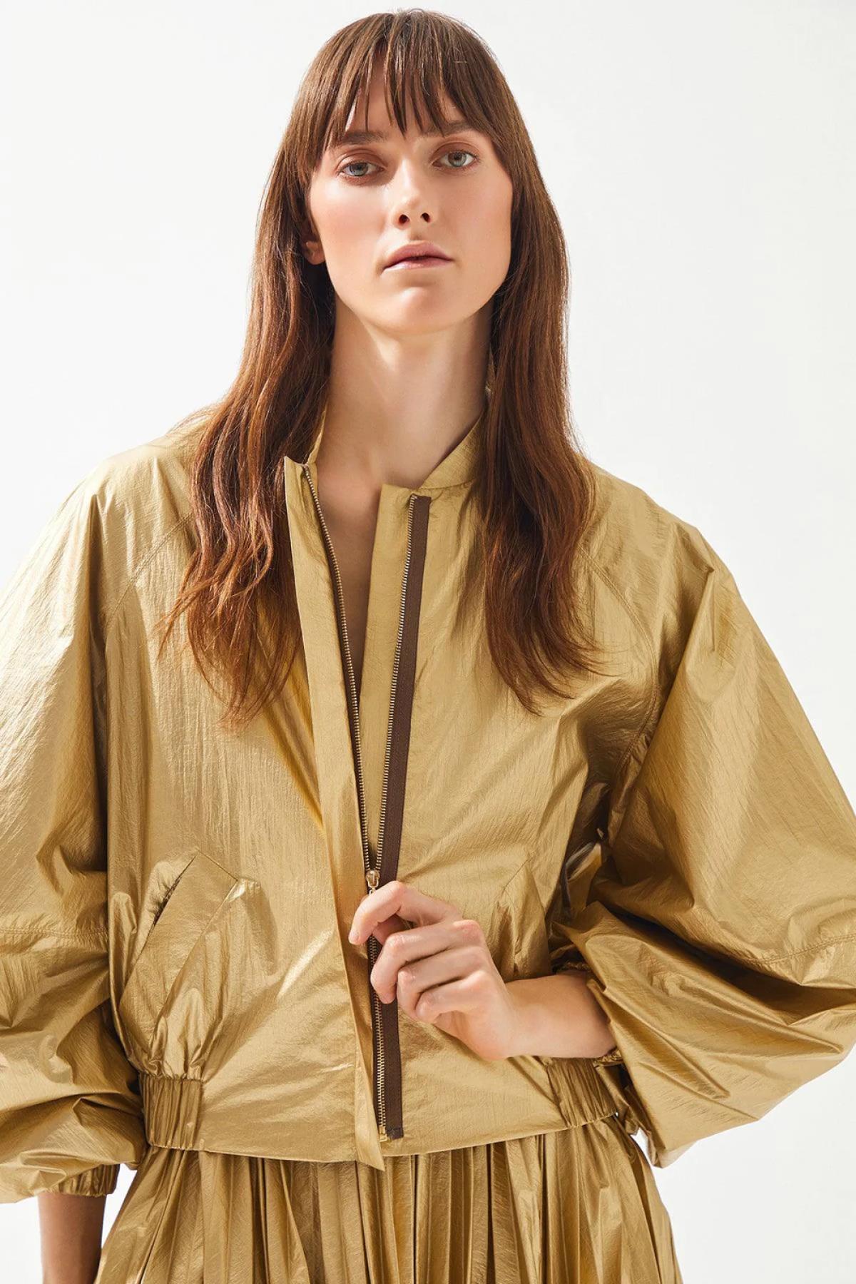 Parlak Kadın Bomber Ceket