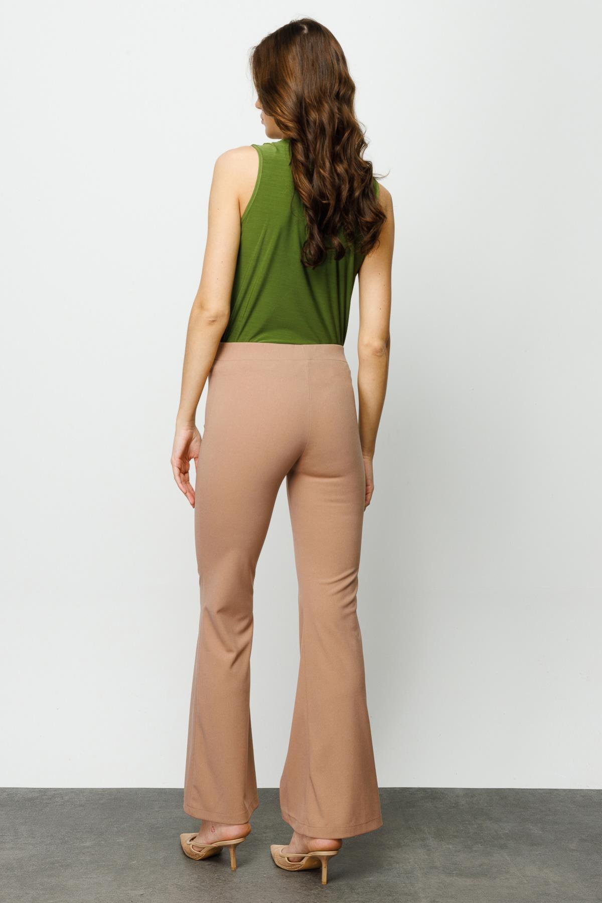 On Triko İspanyol Paça Yırtmaçlı Kadın Pantolon - Eser Giyim