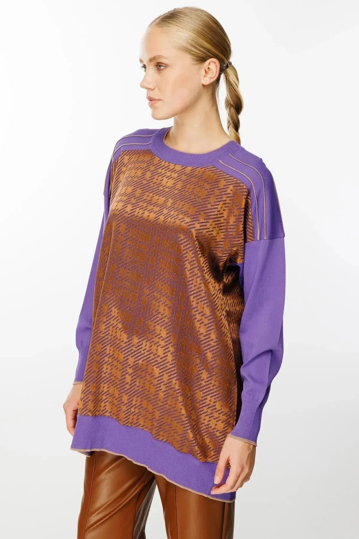 Kare Desenli Triko Tunik