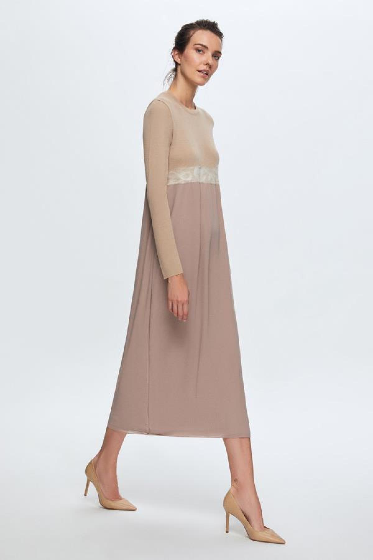 Keçe Detaylı Triko Elbise - Eser Giyim