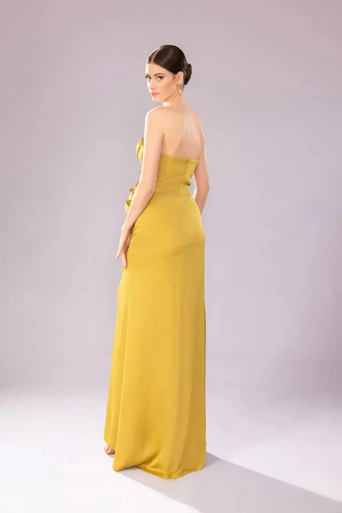 Flounce Skirt Flower Accessory Evening Dress
