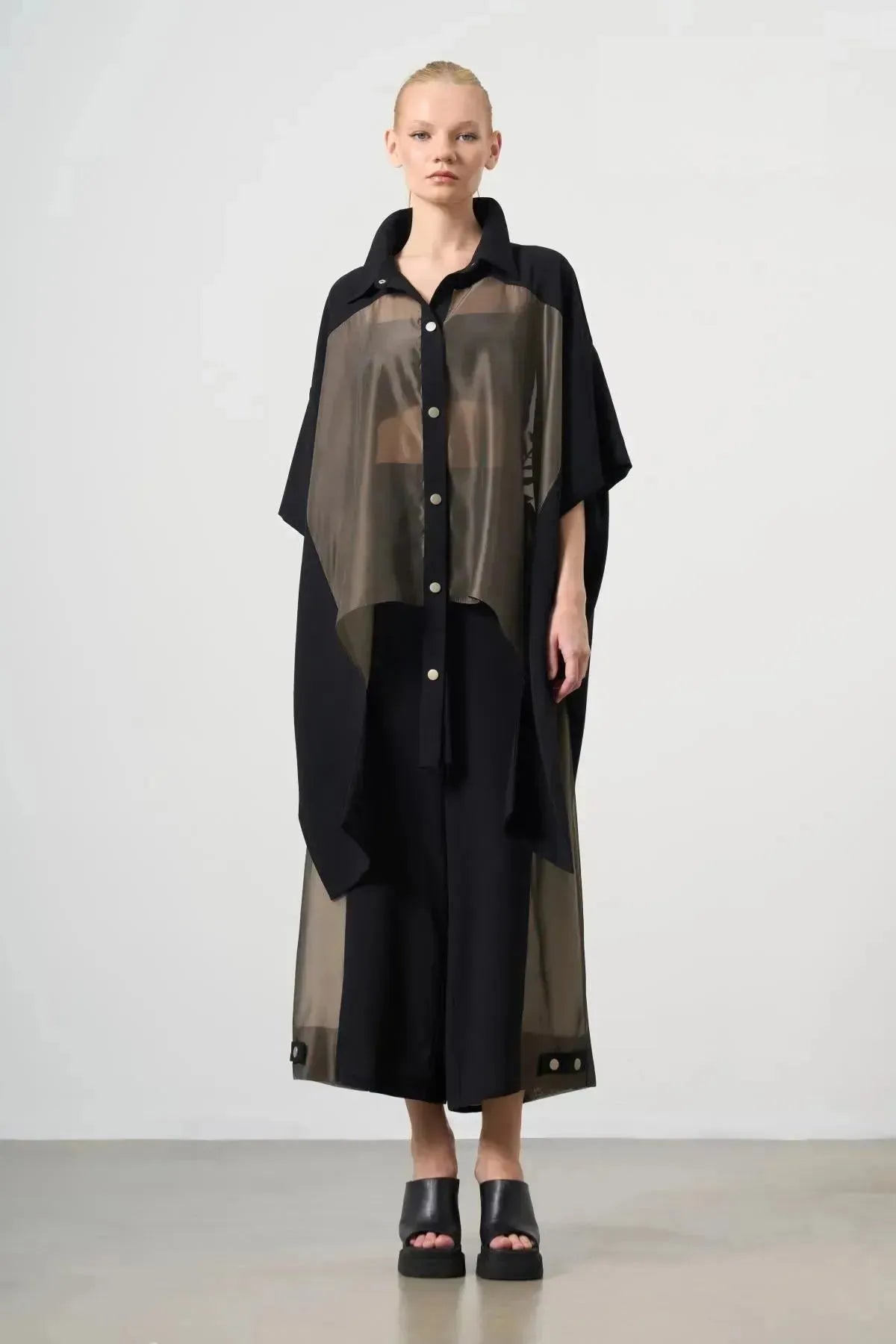 Organza Shirt with Floral Pattern on the Back