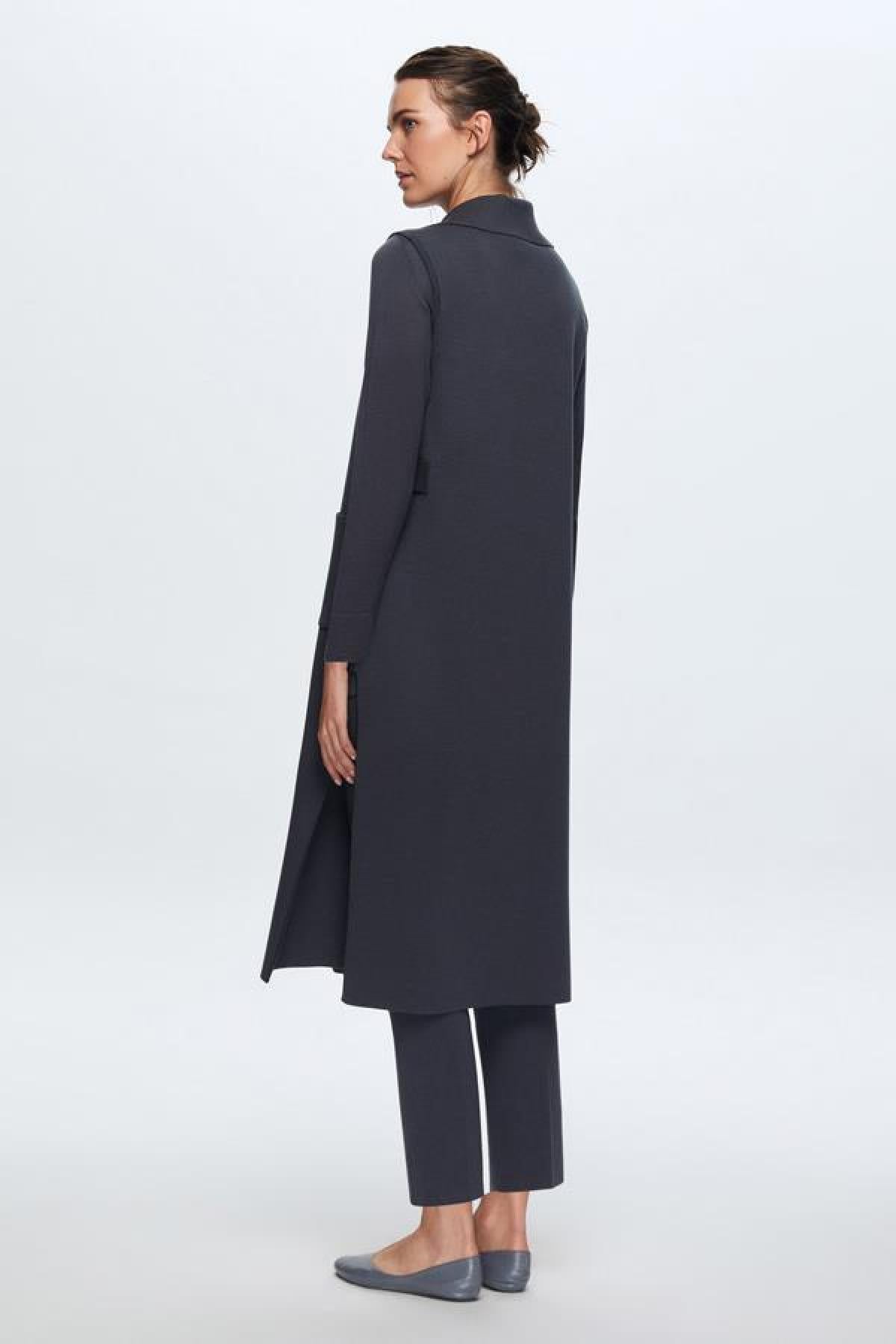 Kruvaze Uzun Triko Kadın Yelek