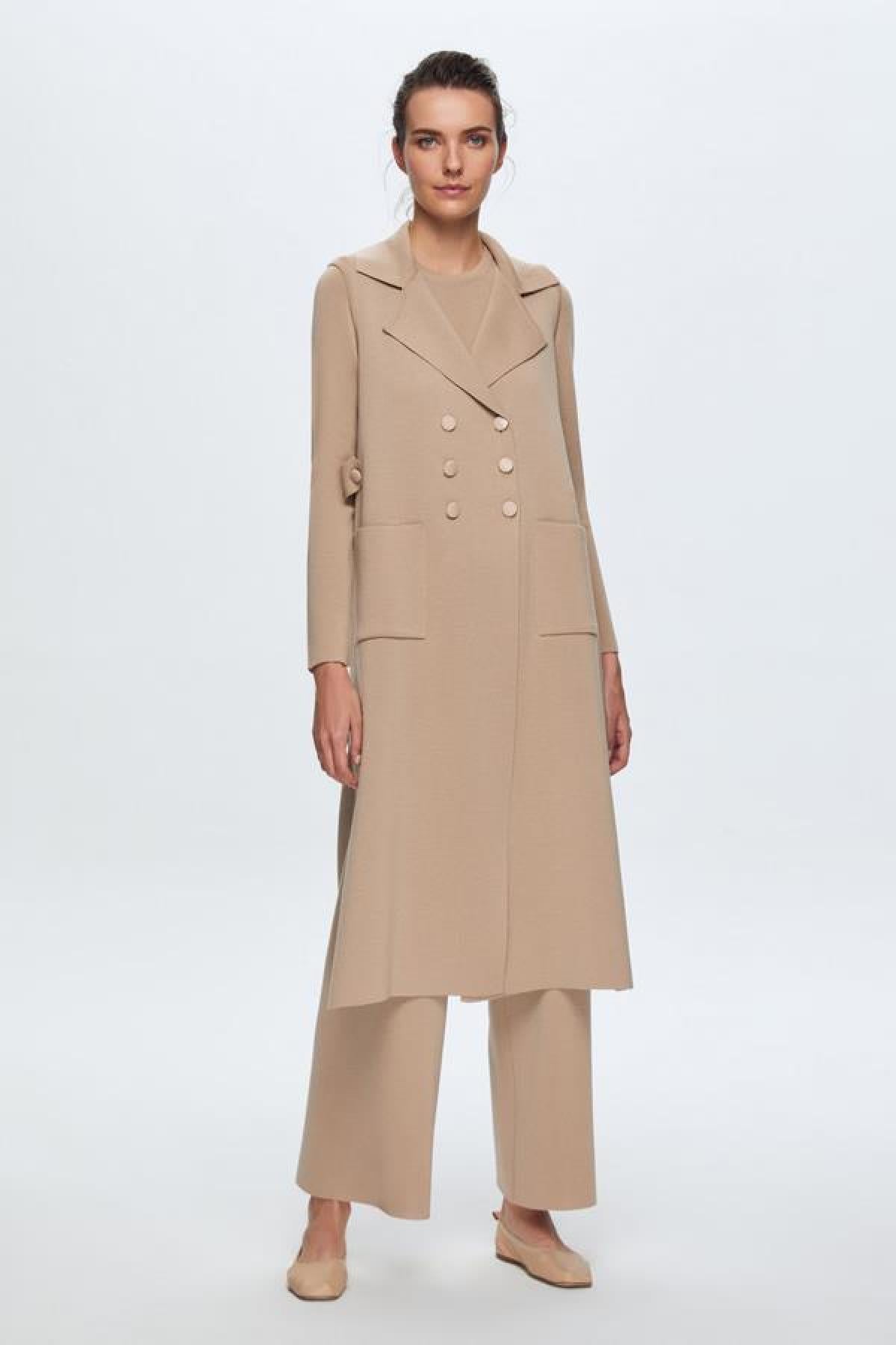 Kruvaze Uzun Triko Kadın Yelek