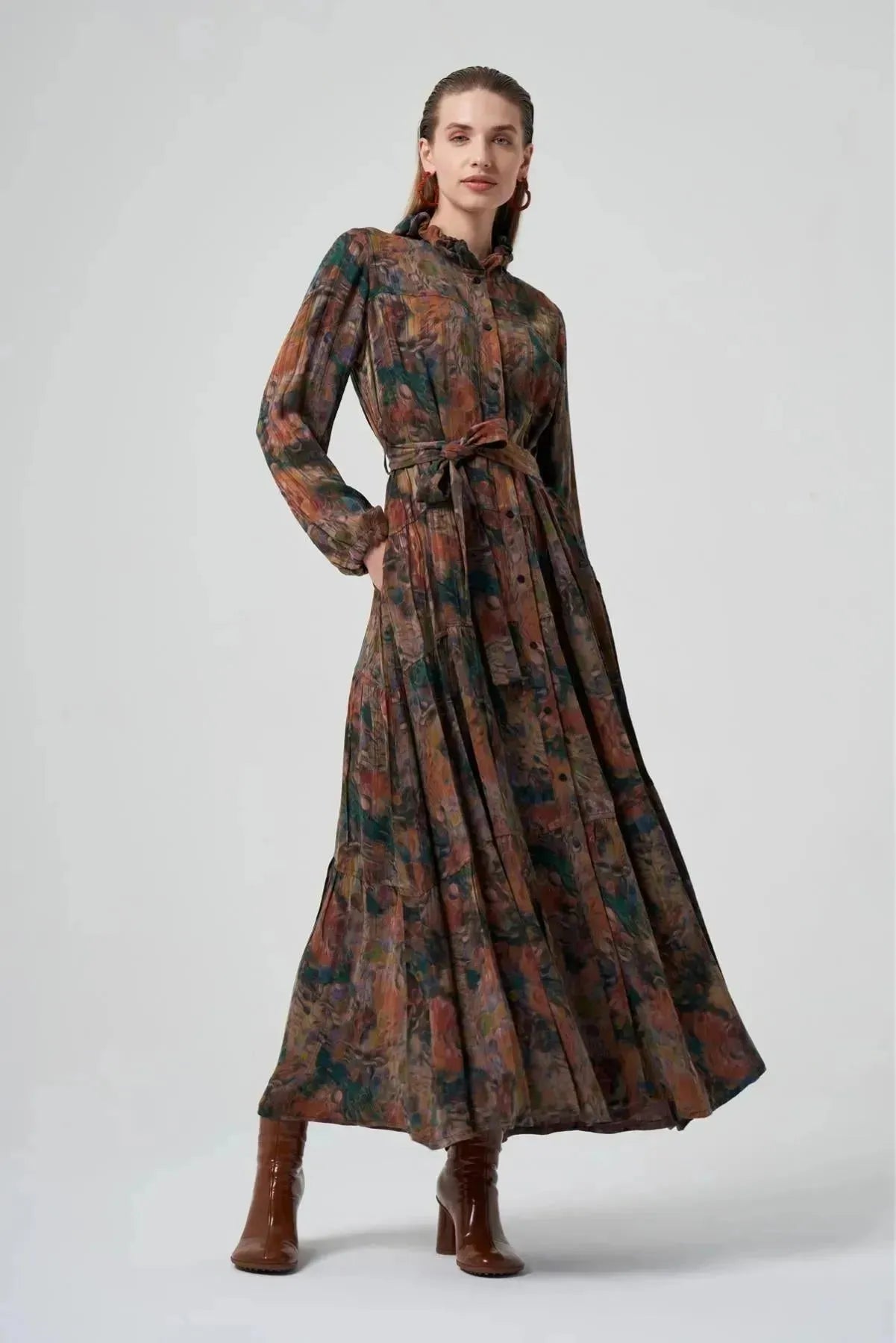 Self Patterned Shirt Dress