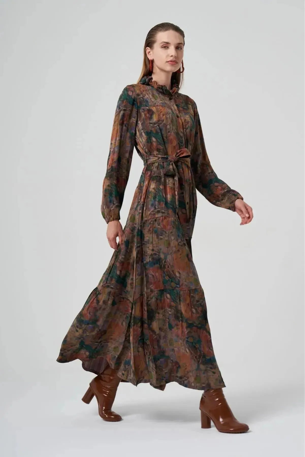 Self Patterned Shirt Dress