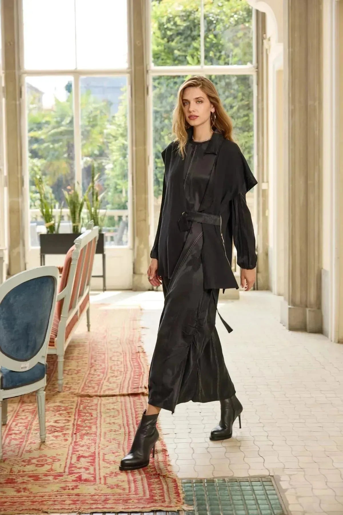 Zipper Detailed Vest Cupro Dress