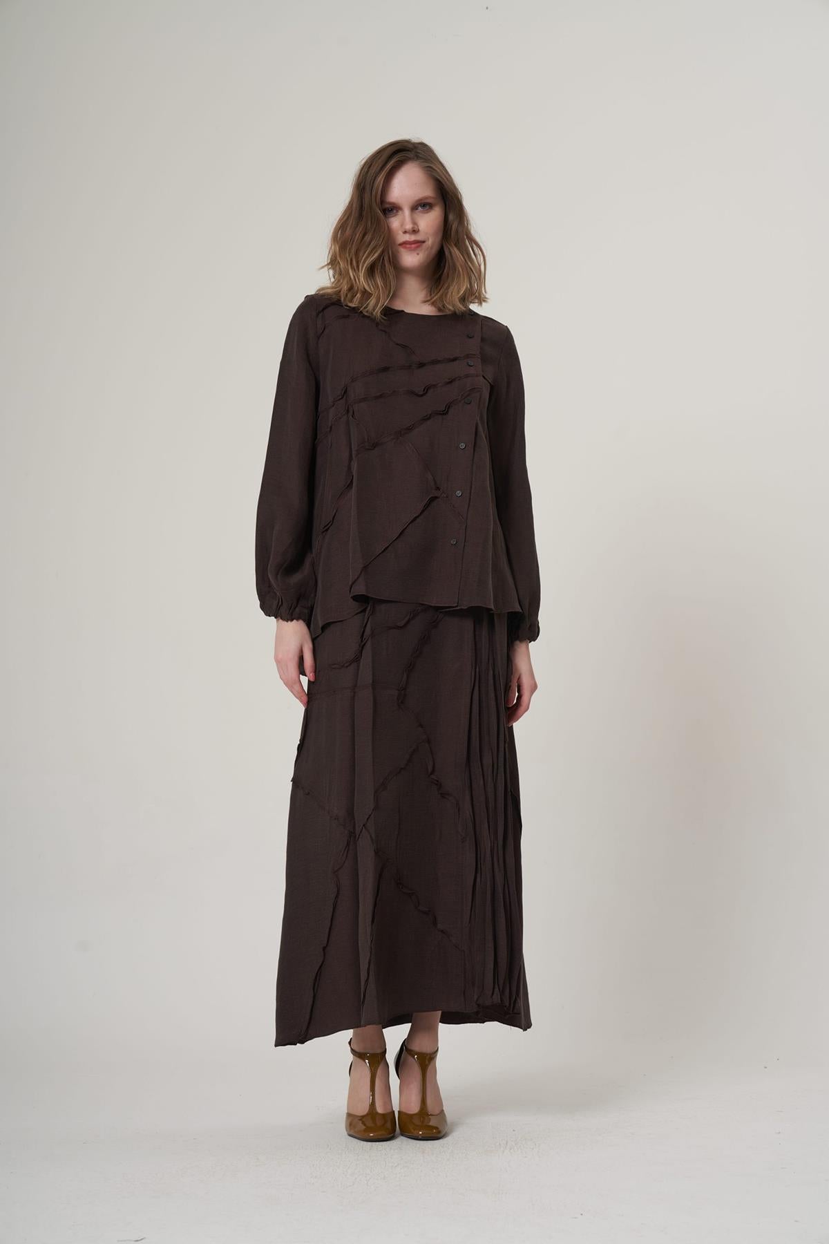 Patchwork Detailed Tunic Skirt Set