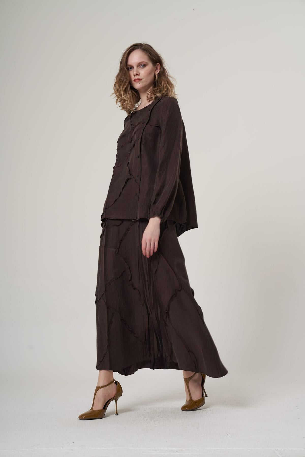 Patchwork Detailed Tunic Skirt Set