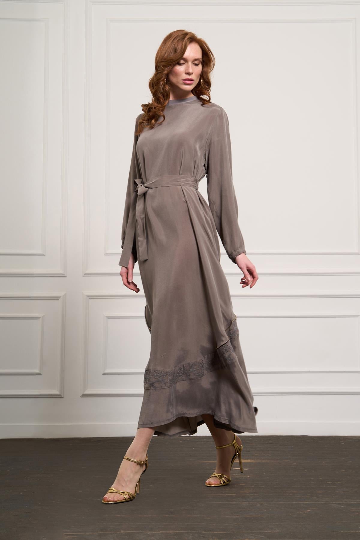 Embroidered Cupro Dress