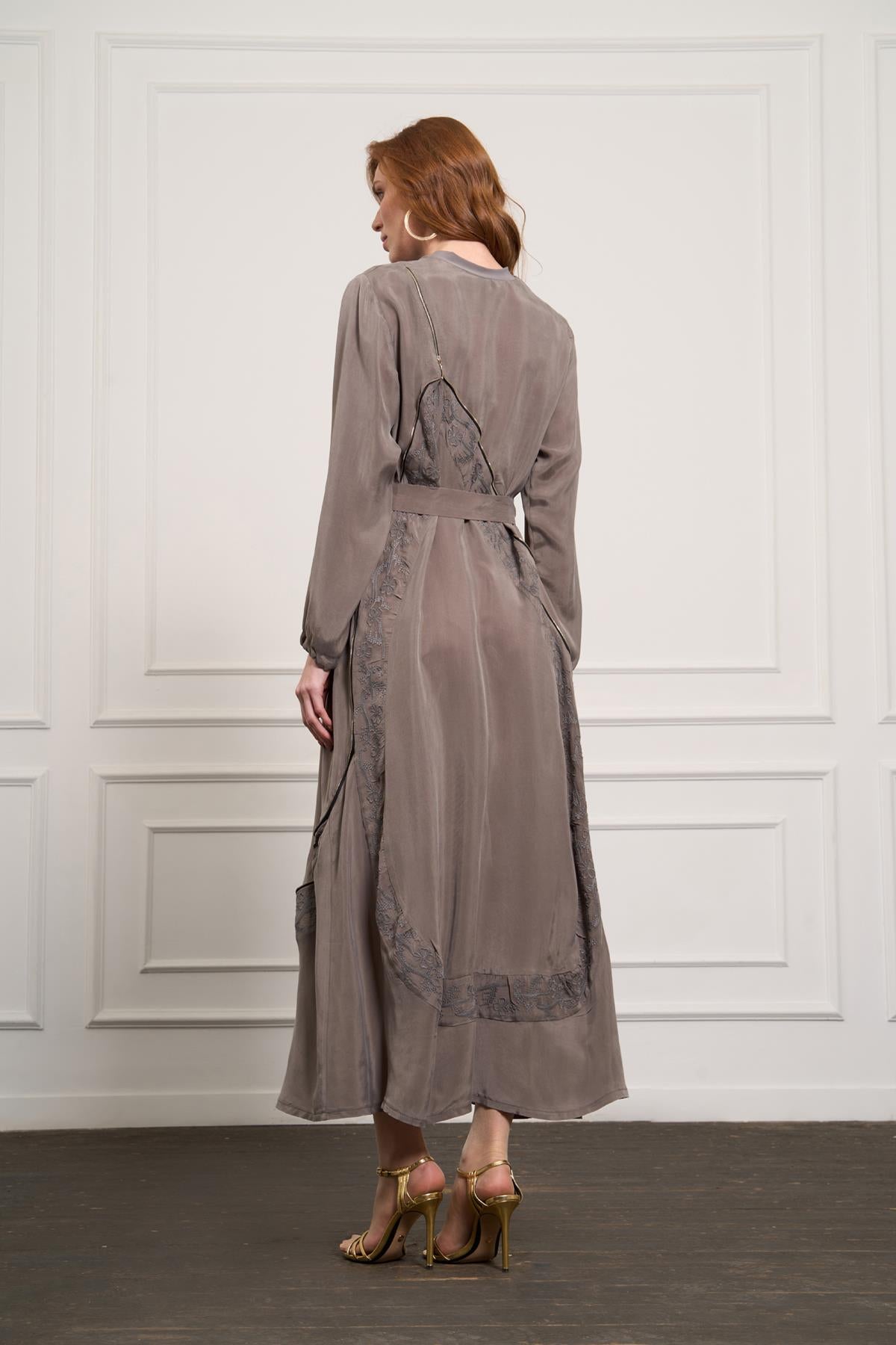 Embroidered Cupro Dress