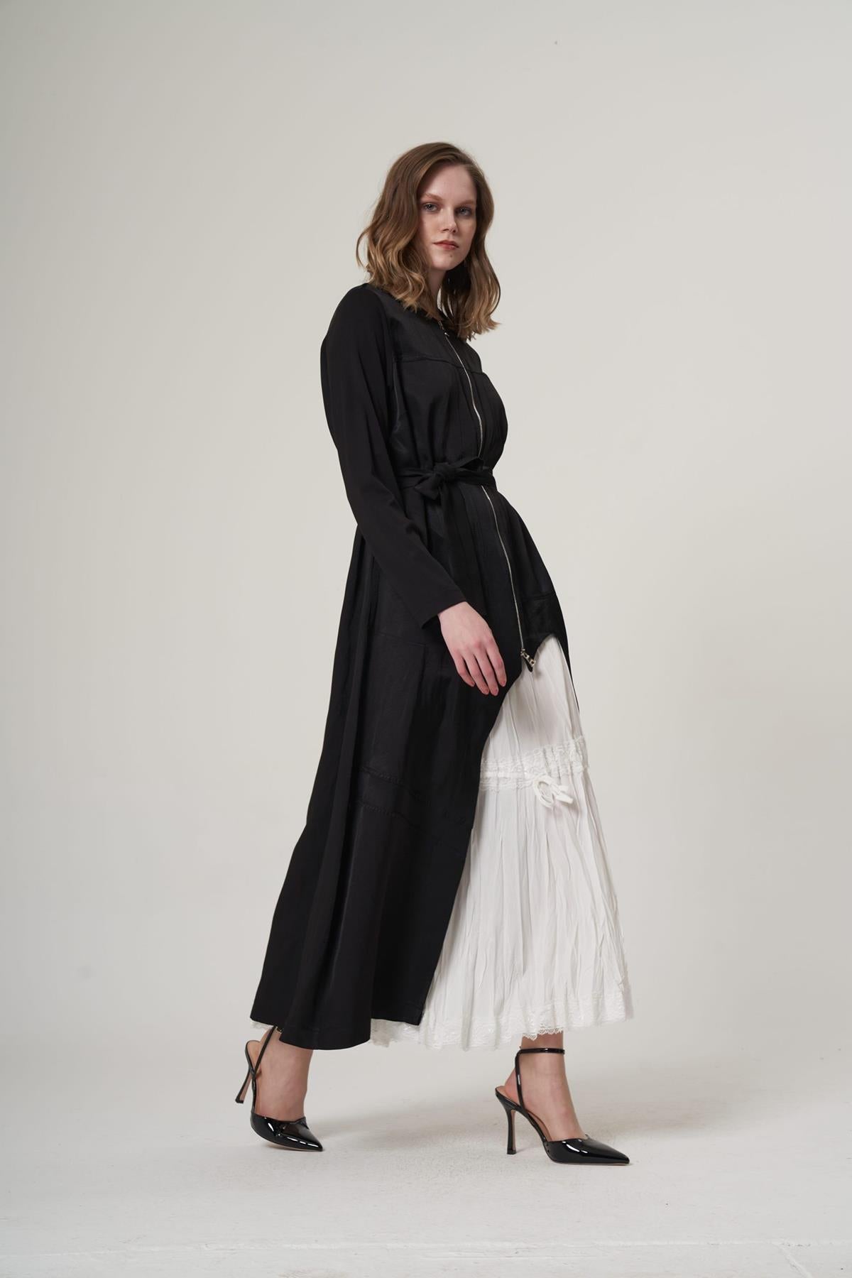 Zipper Detailed Double Shoulder Strap Dress