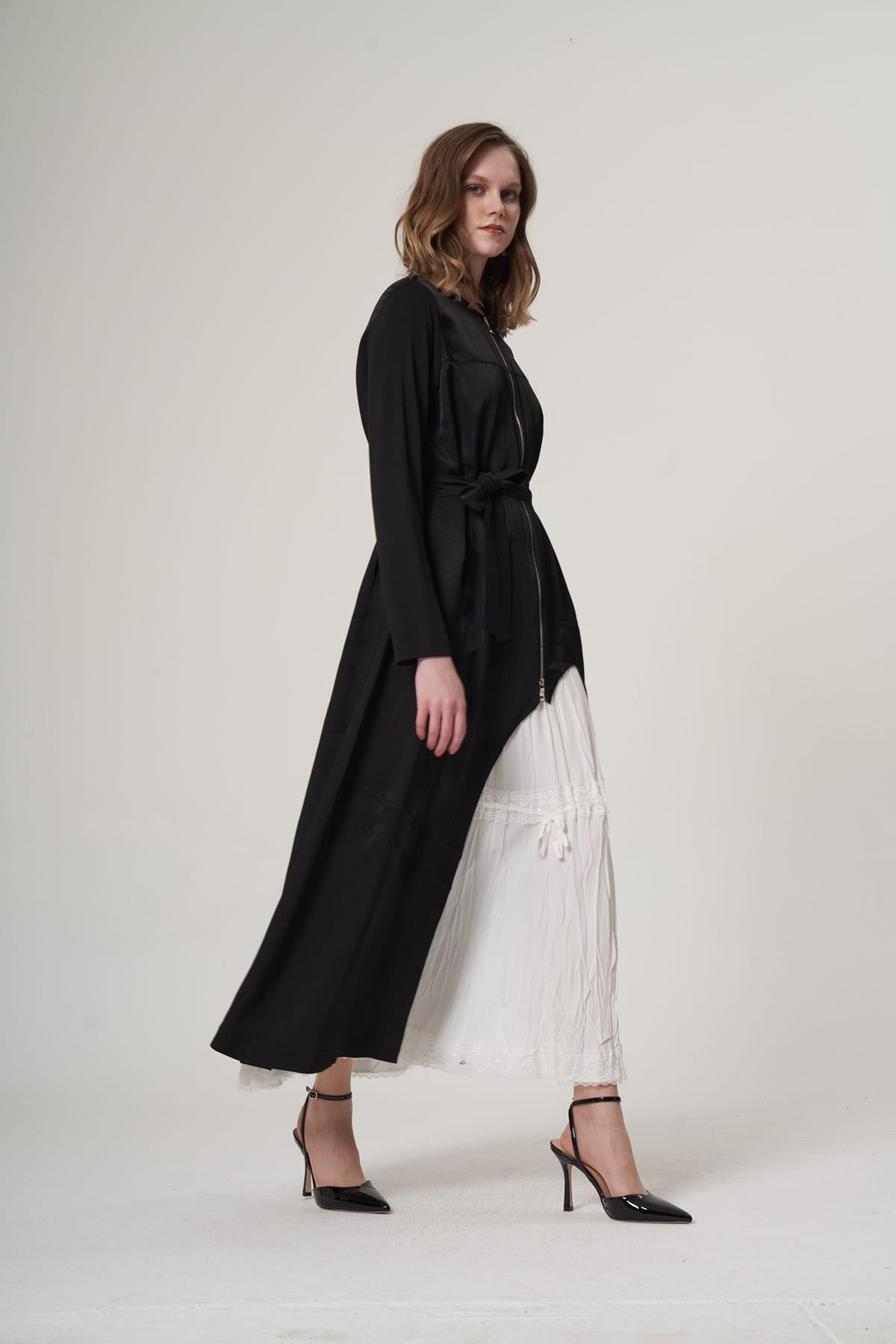 Zipper Detailed Double Shoulder Strap Dress
