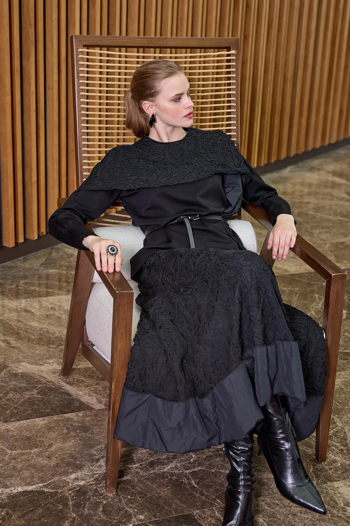 Dantelli Etek Bluz Takım