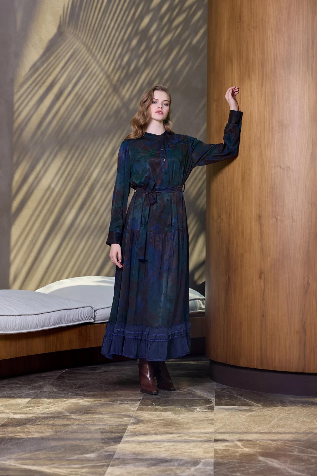 Belted Waist Top Button Detail Dress