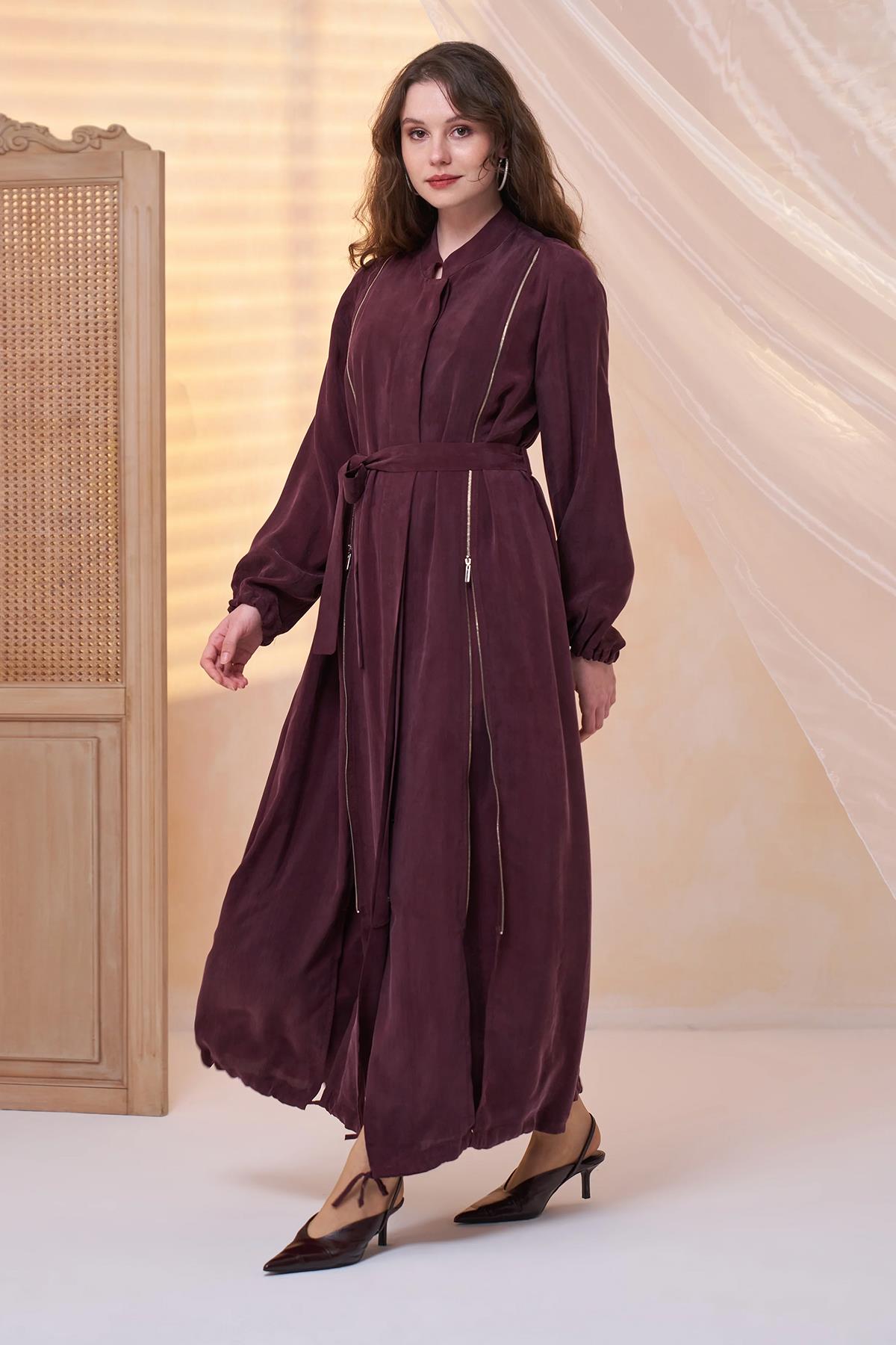 Fermuar Detaylı Cupro Ferace