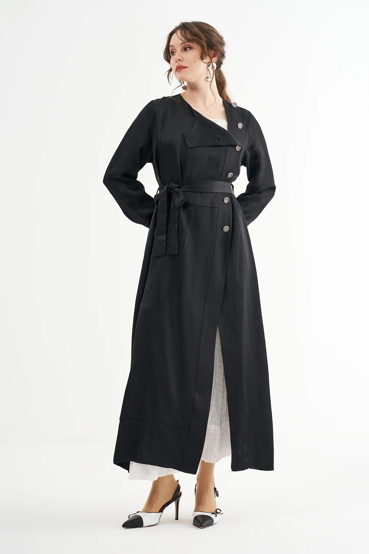 Düğme Detaylı İkili Elbise