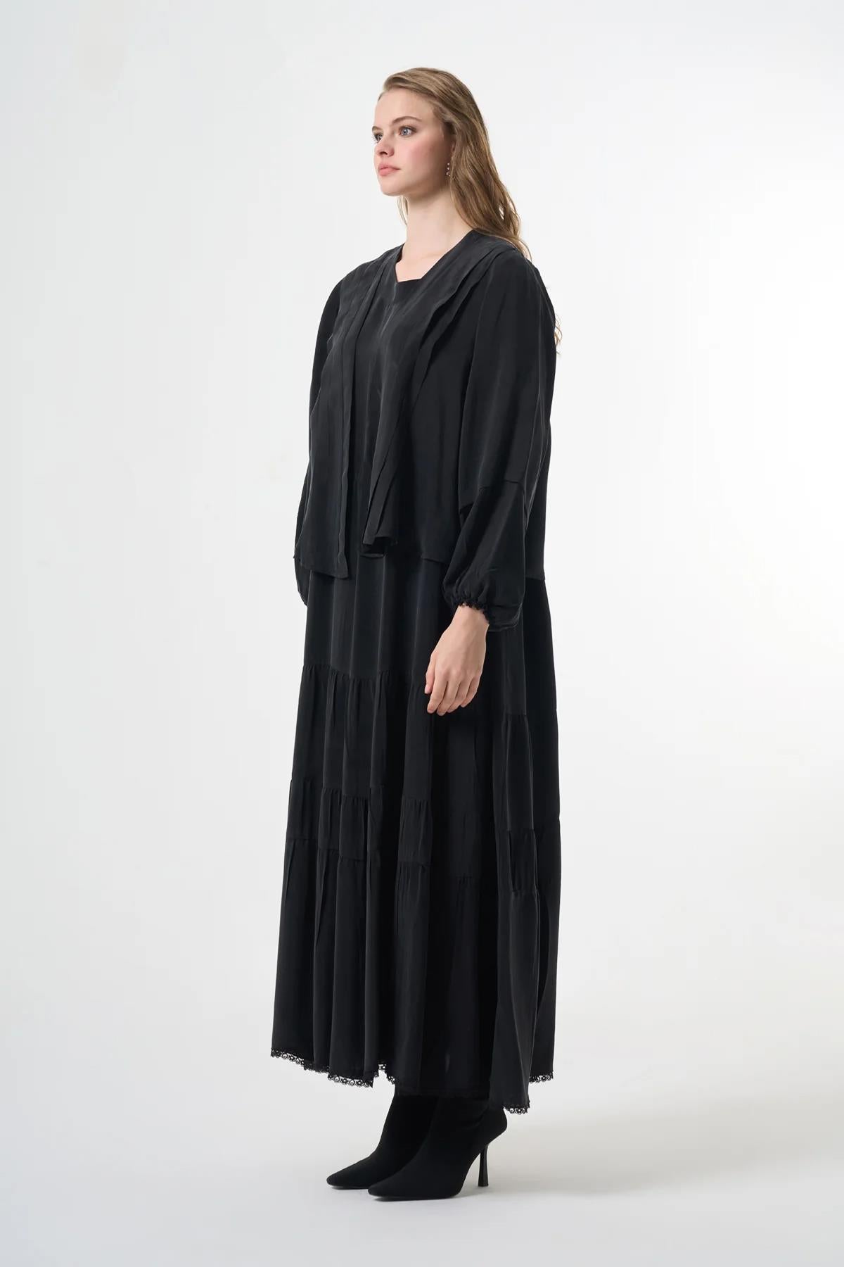 Ceketli Cupro Büyük Beden Elbise