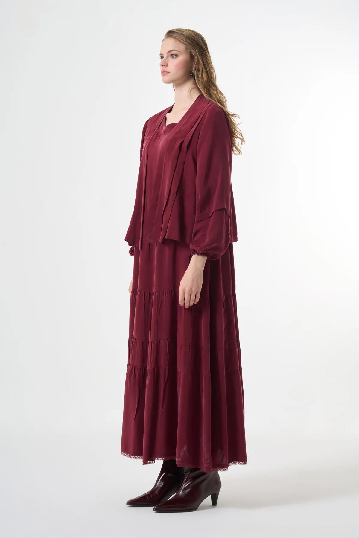 Ceketli Cupro Büyük Beden Elbise