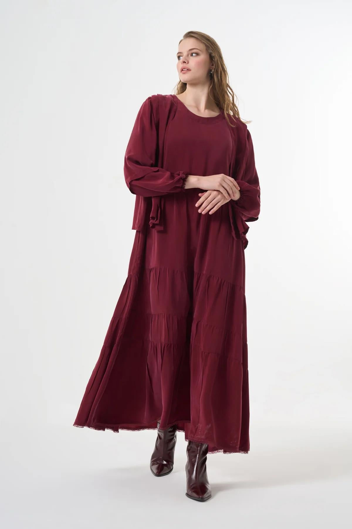 Ceketli Cupro Büyük Beden Elbise