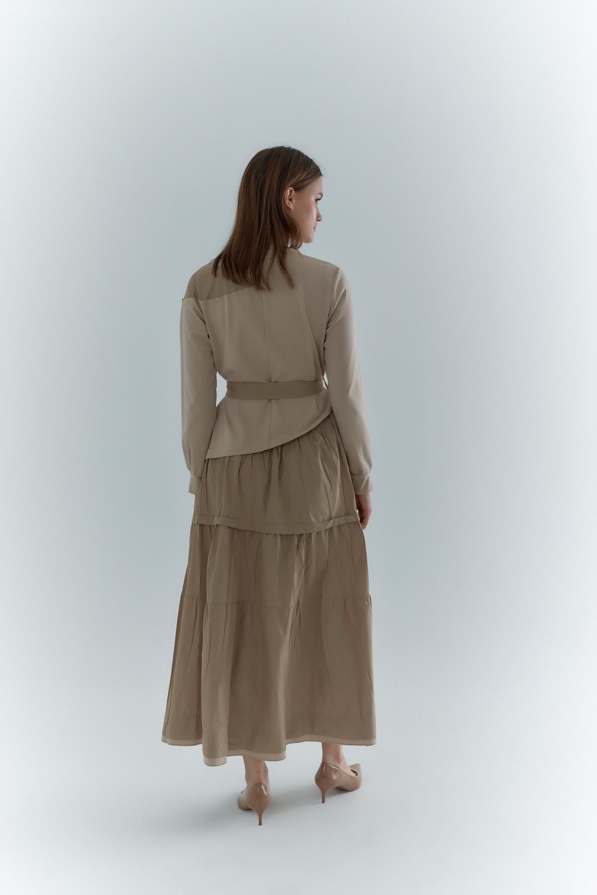 Omzu Paraşüt Kumaş Detaylı Elbise - Eser Giyim
