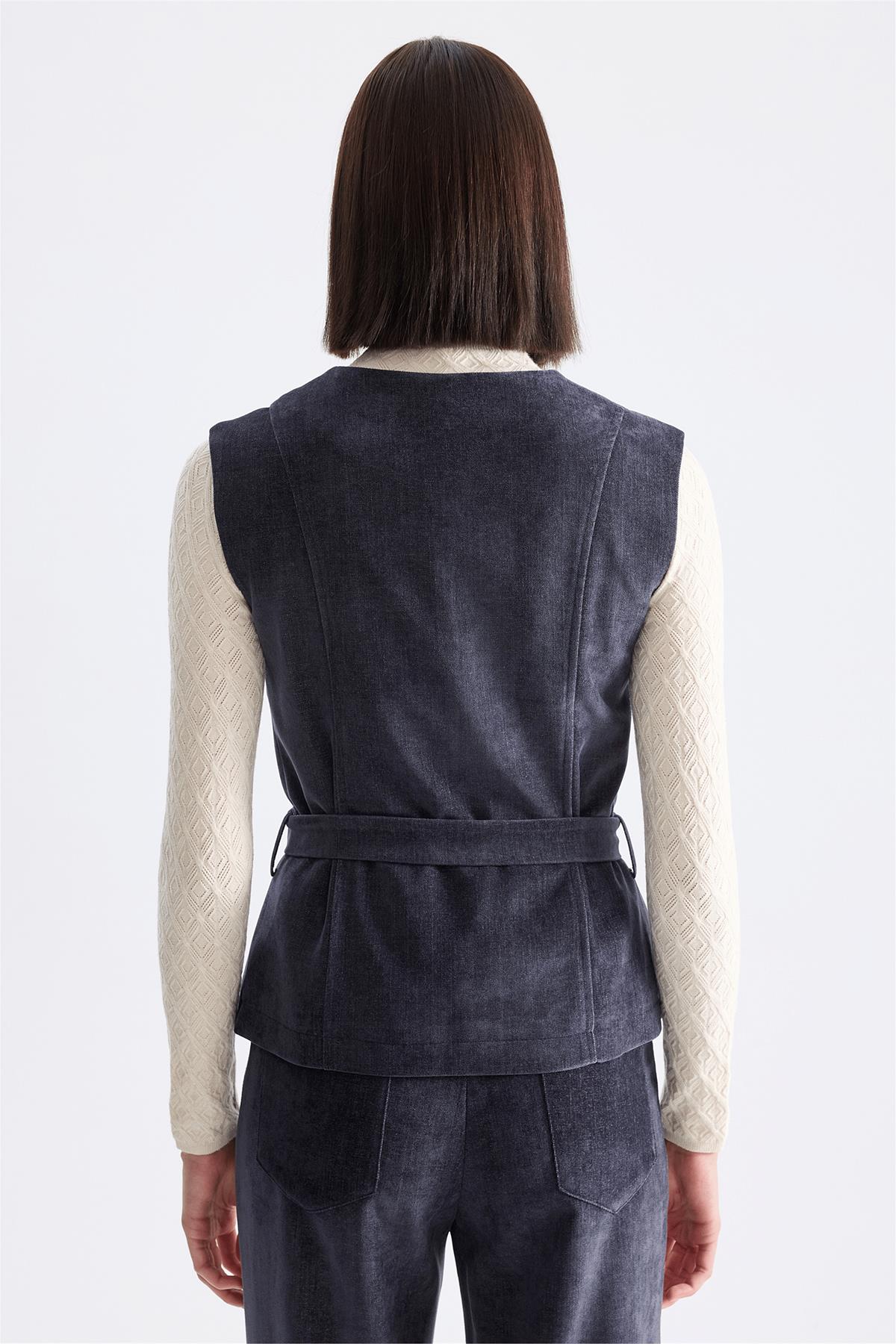 Waist-Belted Flap Pocket Vest