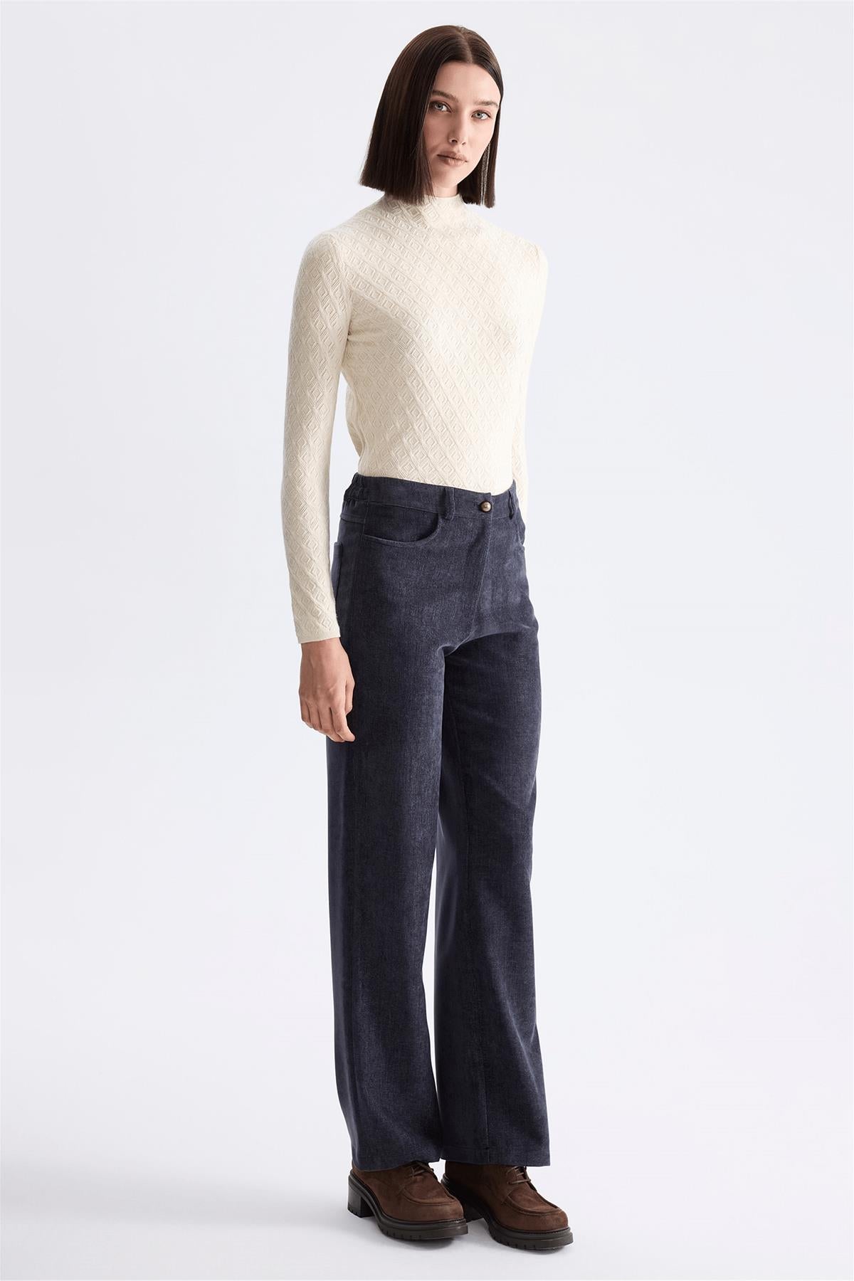 High-Waist Straight-Leg Trousers