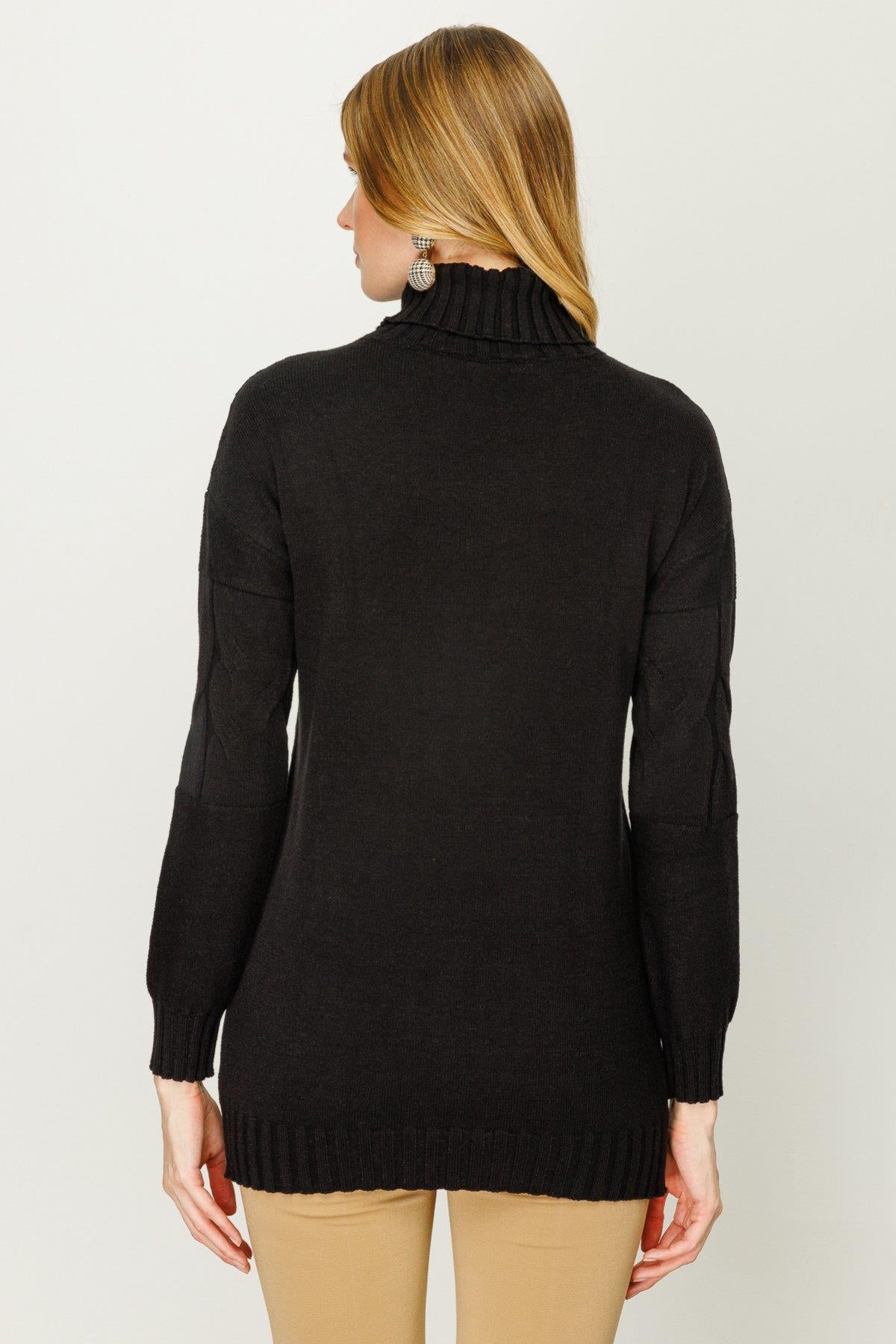 Balıkçı Yaka Cepli Kadın Kazak