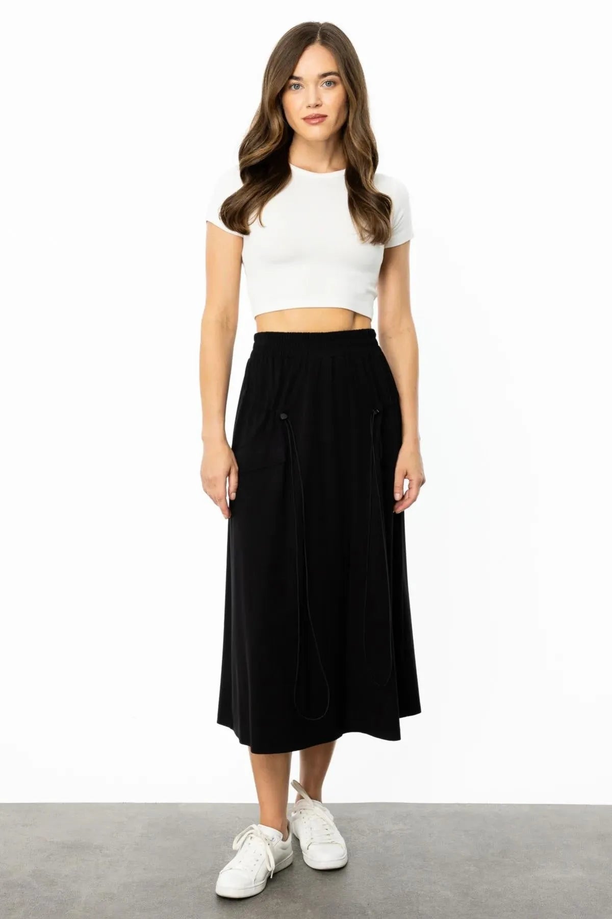 Long Stoppered Combed Cotton Skirt