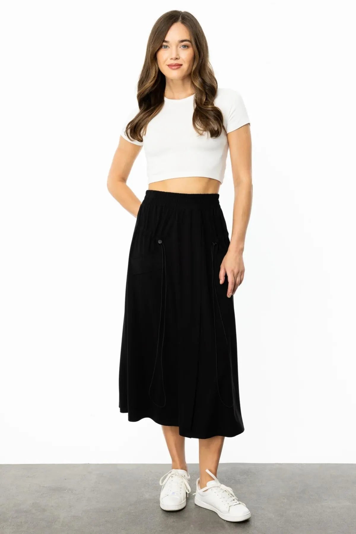 Long Stoppered Combed Cotton Skirt