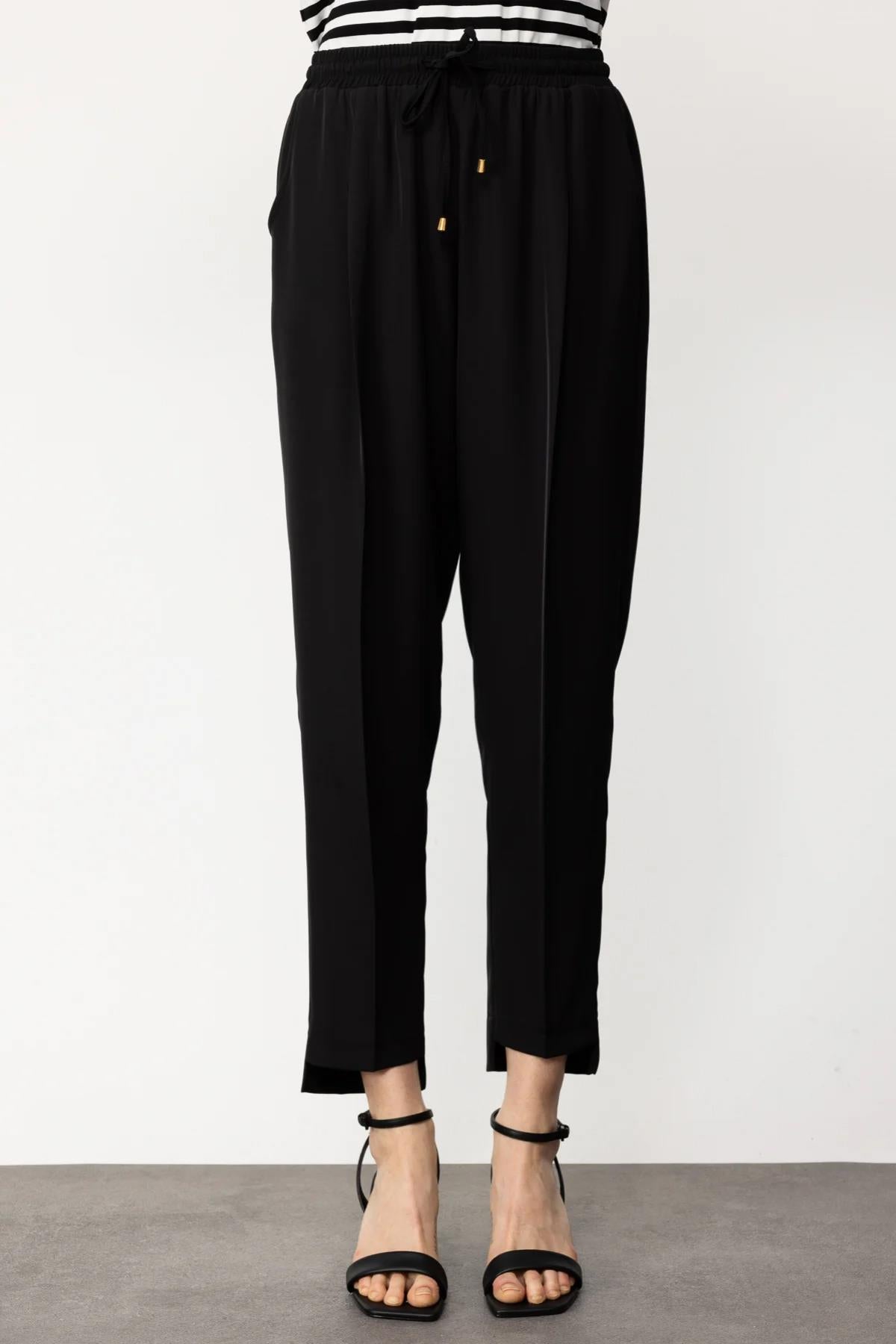 Slim Leg Trousers with Waist Lace